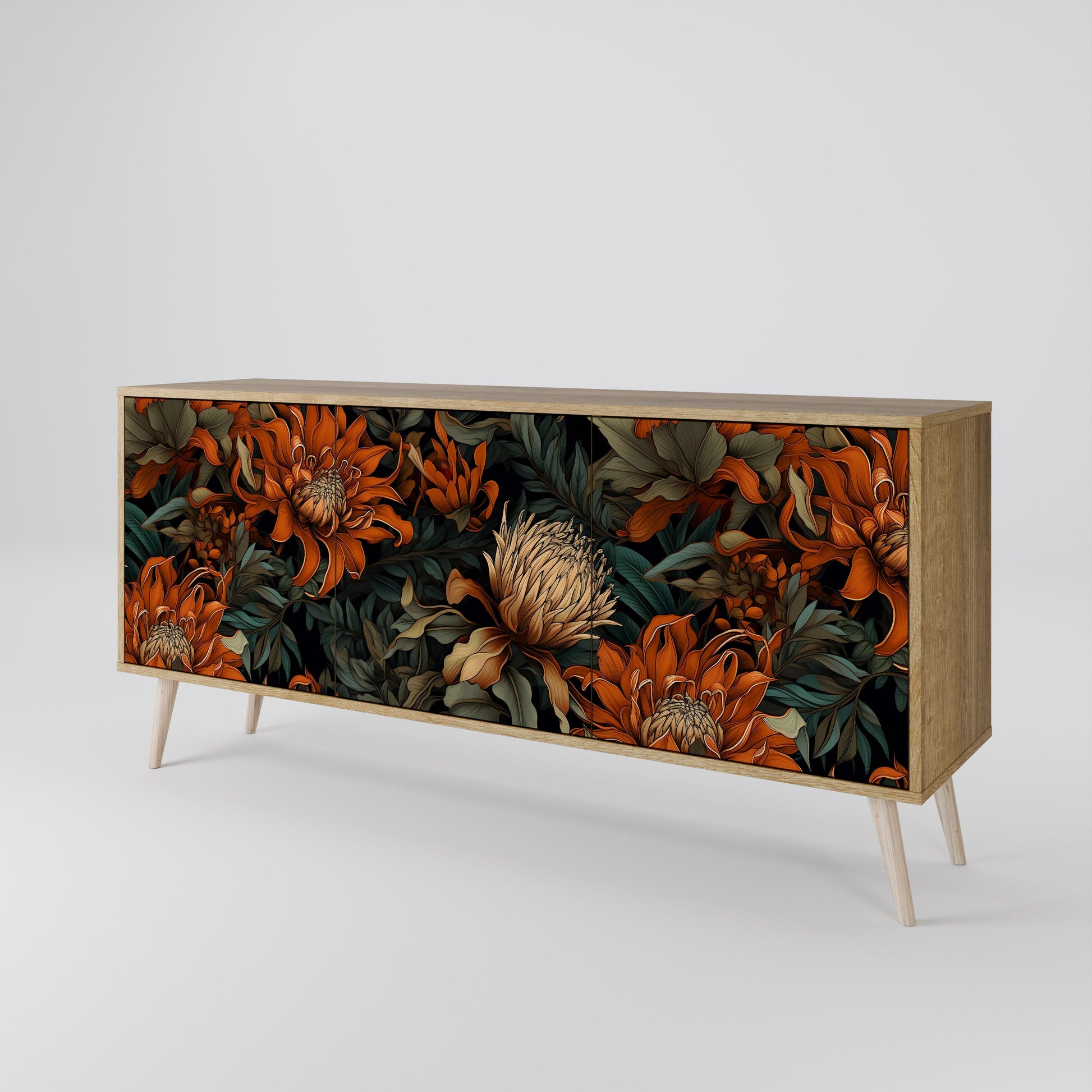 Buffet 3 portes DAWN BLOOM effet chêne
