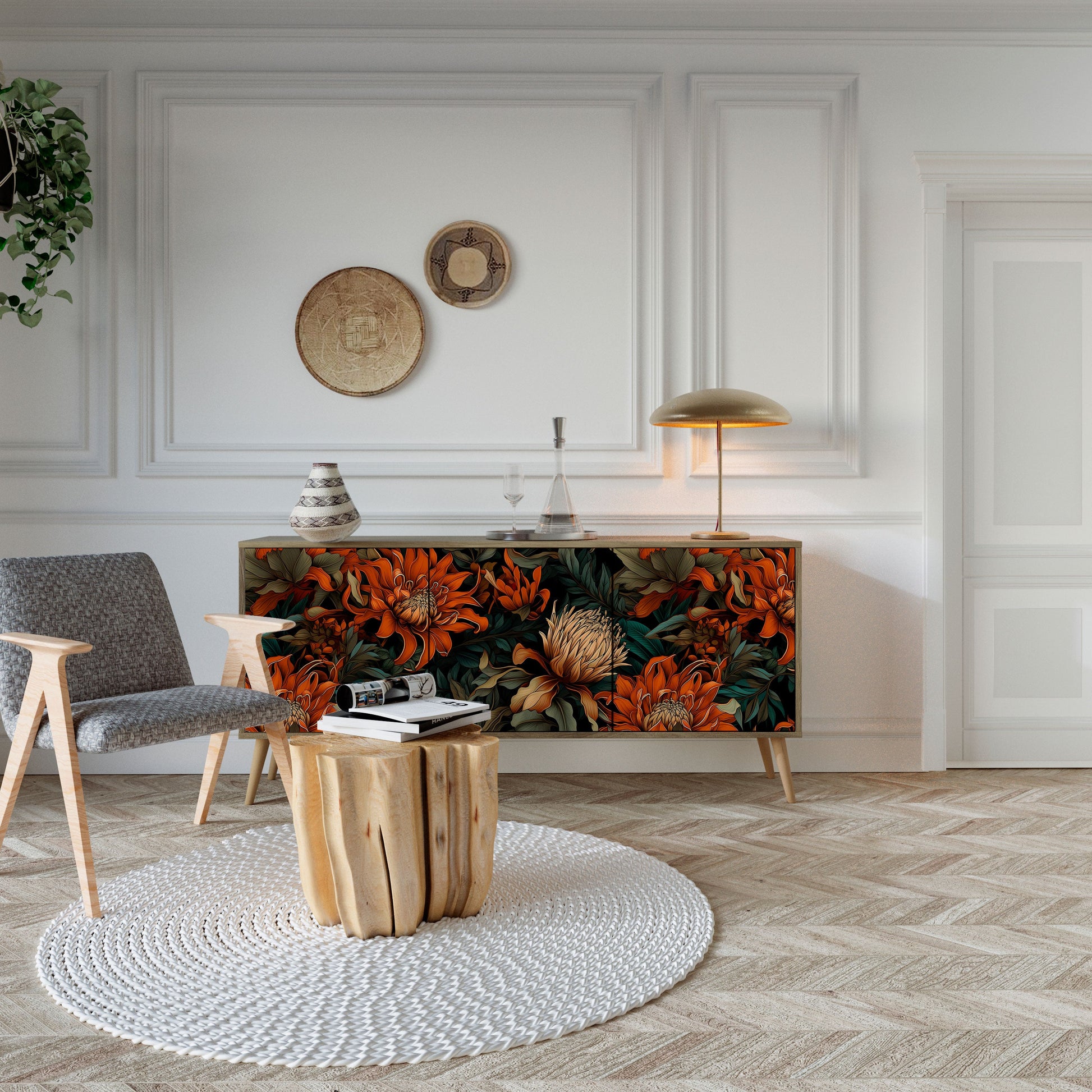 Buffet 3 portes DAWN BLOOM effet chêne
