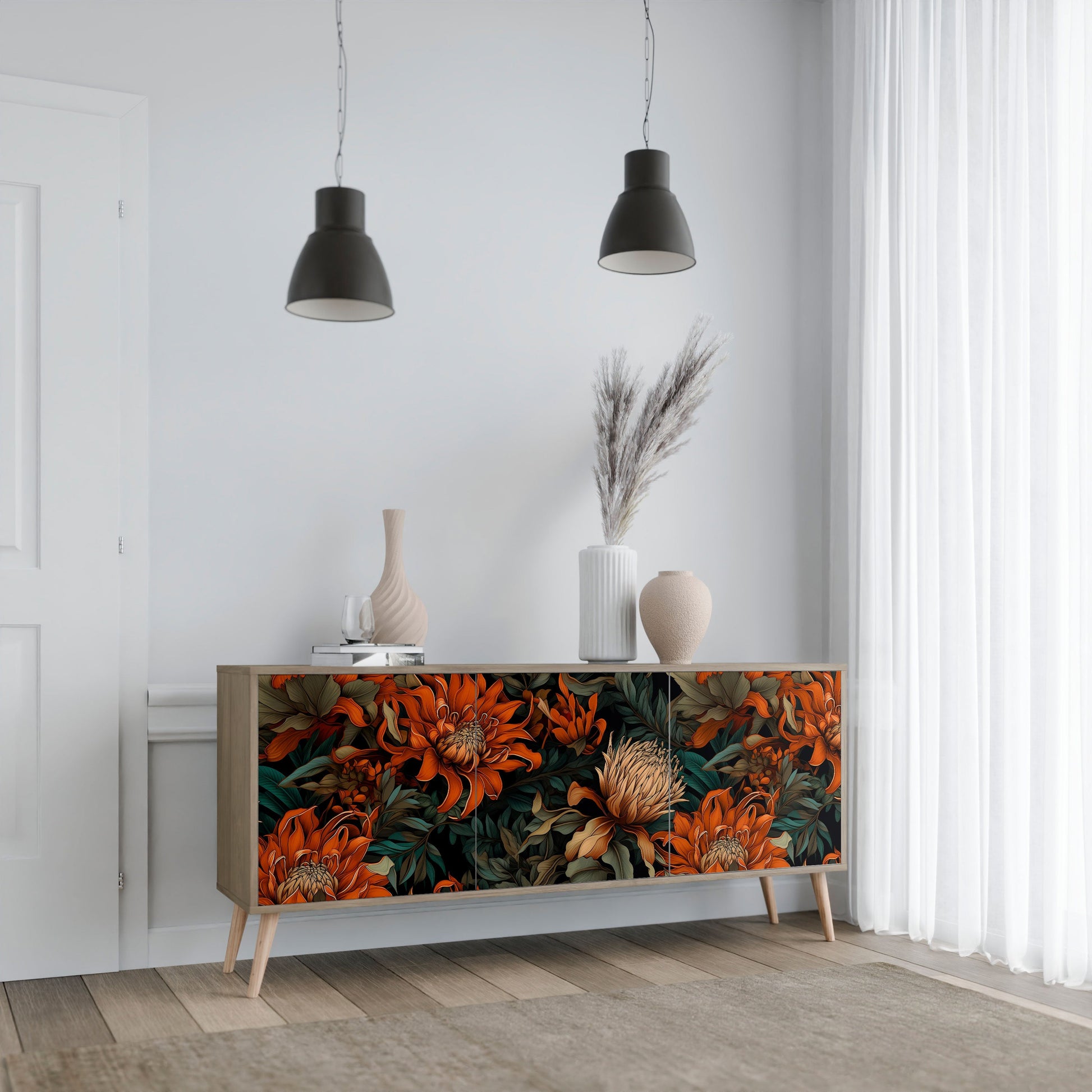 Buffet 3 portes DAWN BLOOM effet chêne