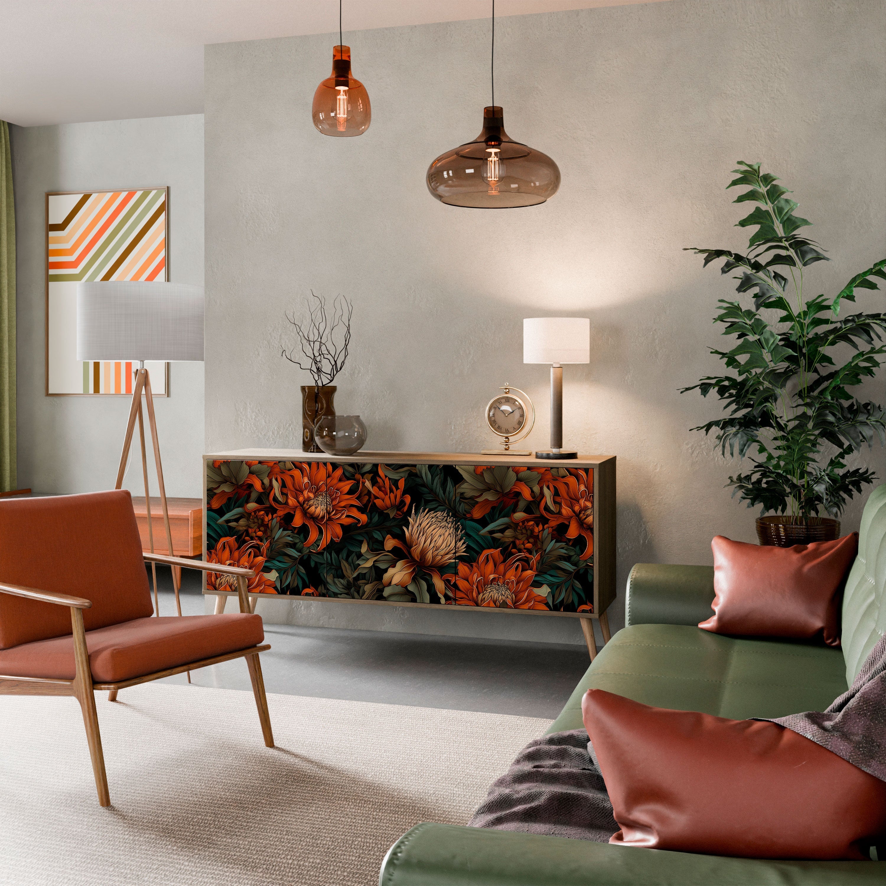 Buffet 3 portes DAWN BLOOM effet chêne