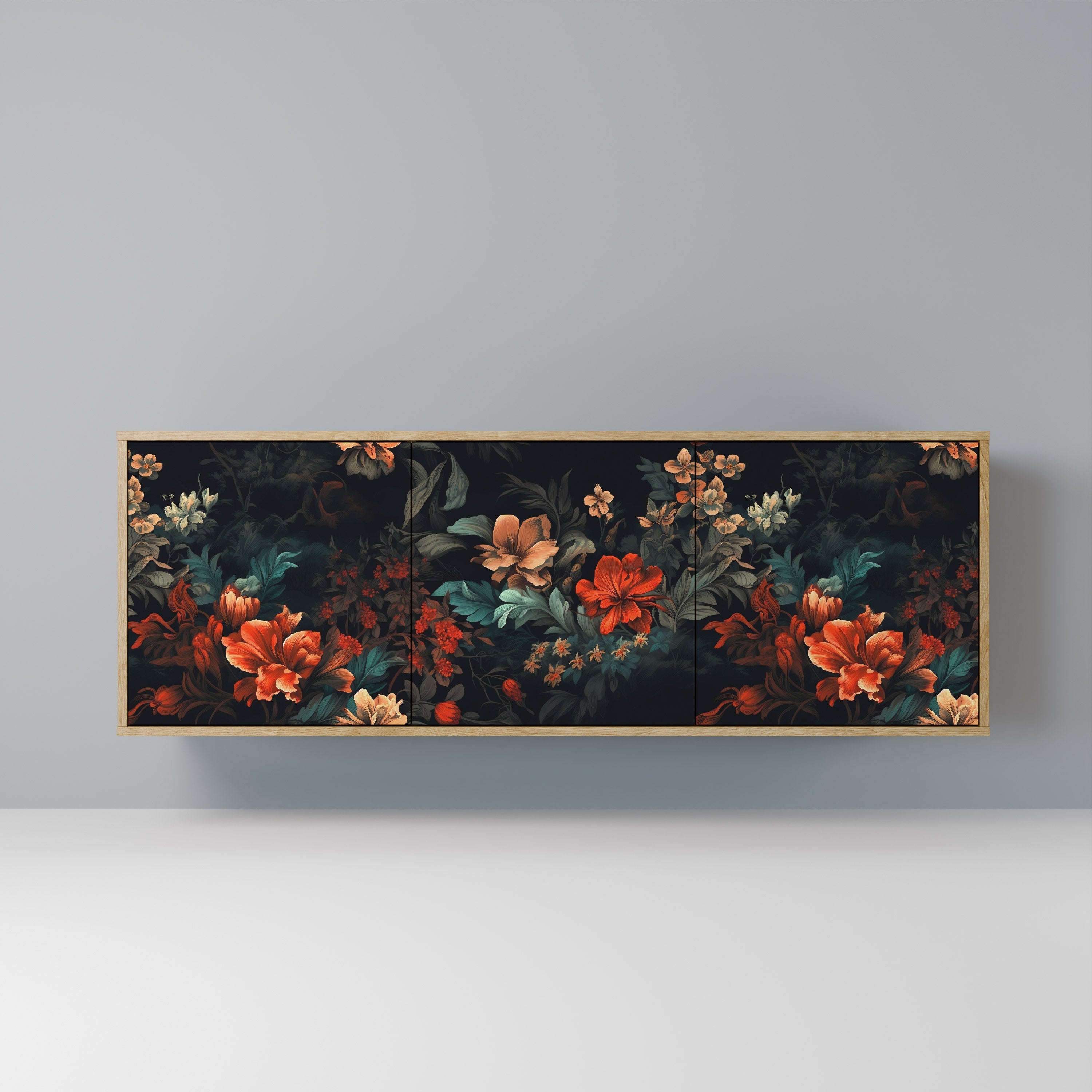 Buffet 3 portes IMAGINARY BLOSSOM effet chêne