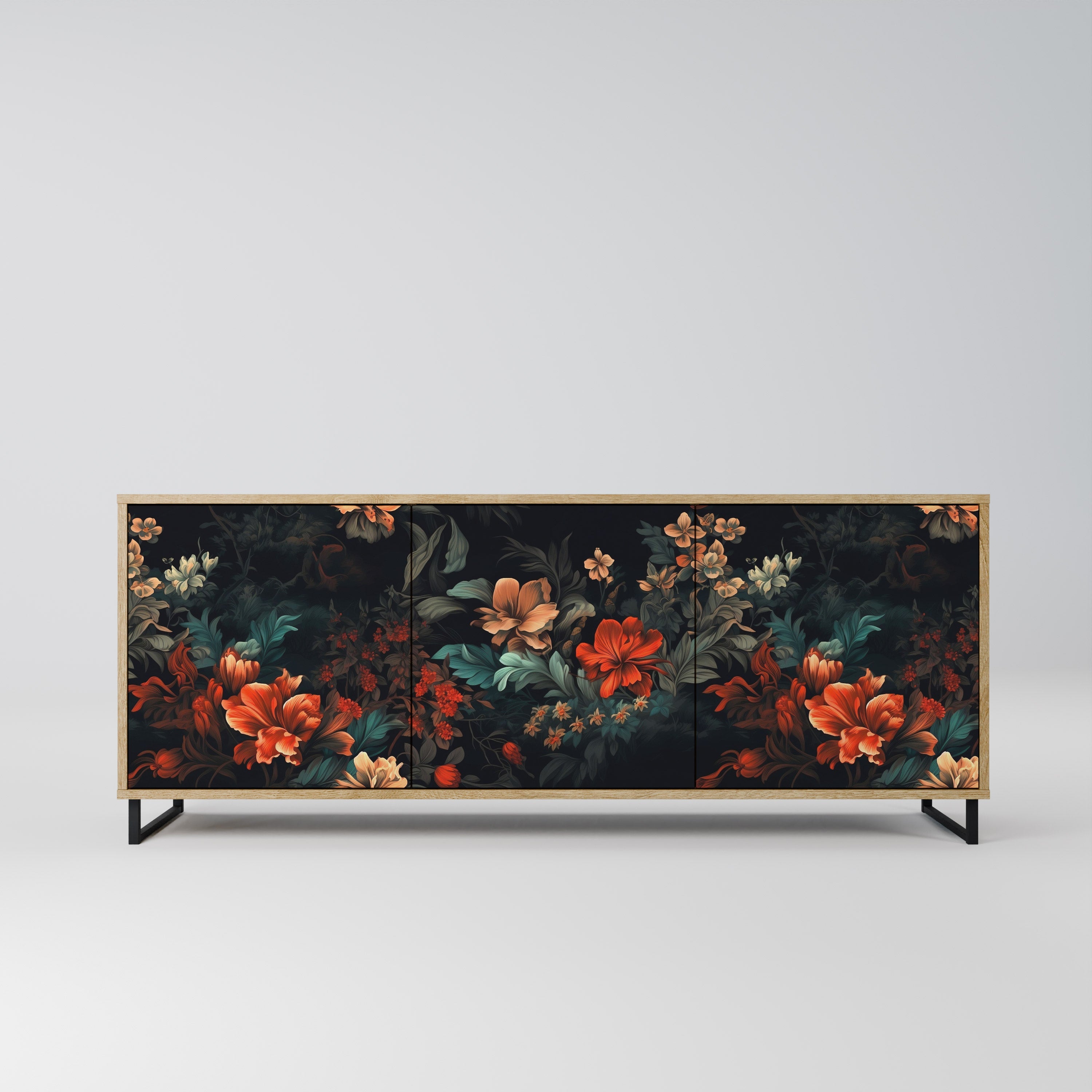 Buffet 3 portes IMAGINARY BLOSSOM effet chêne