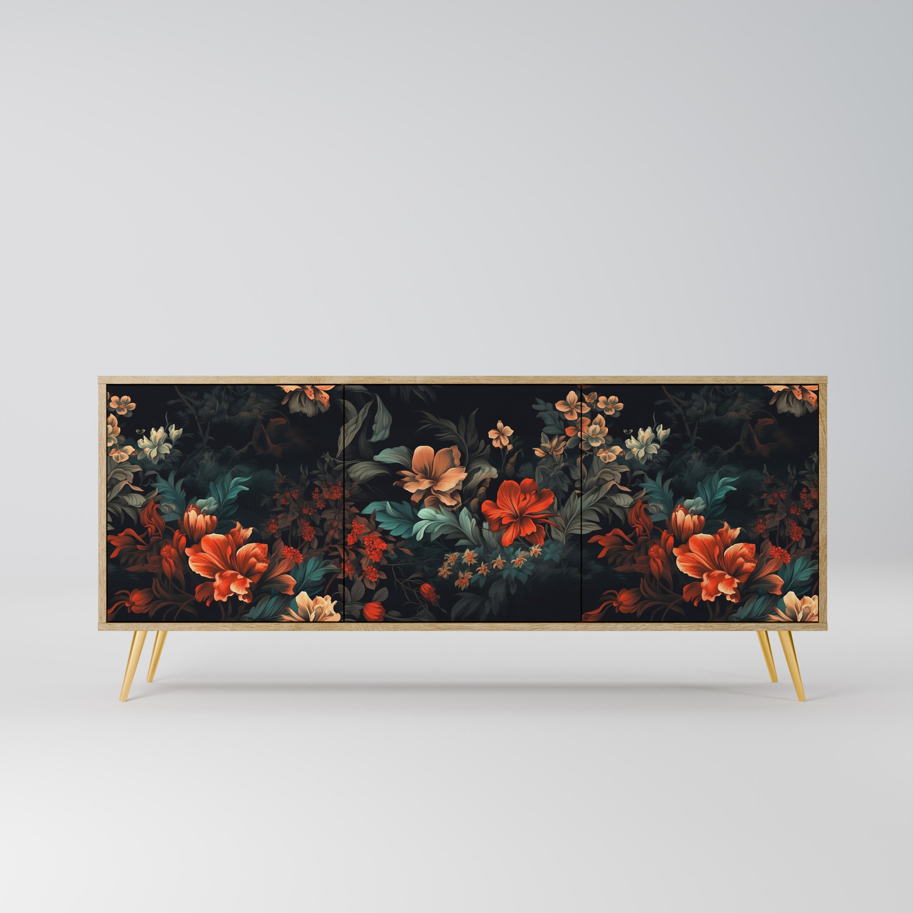 Buffet 3 portes IMAGINARY BLOSSOM effet chêne