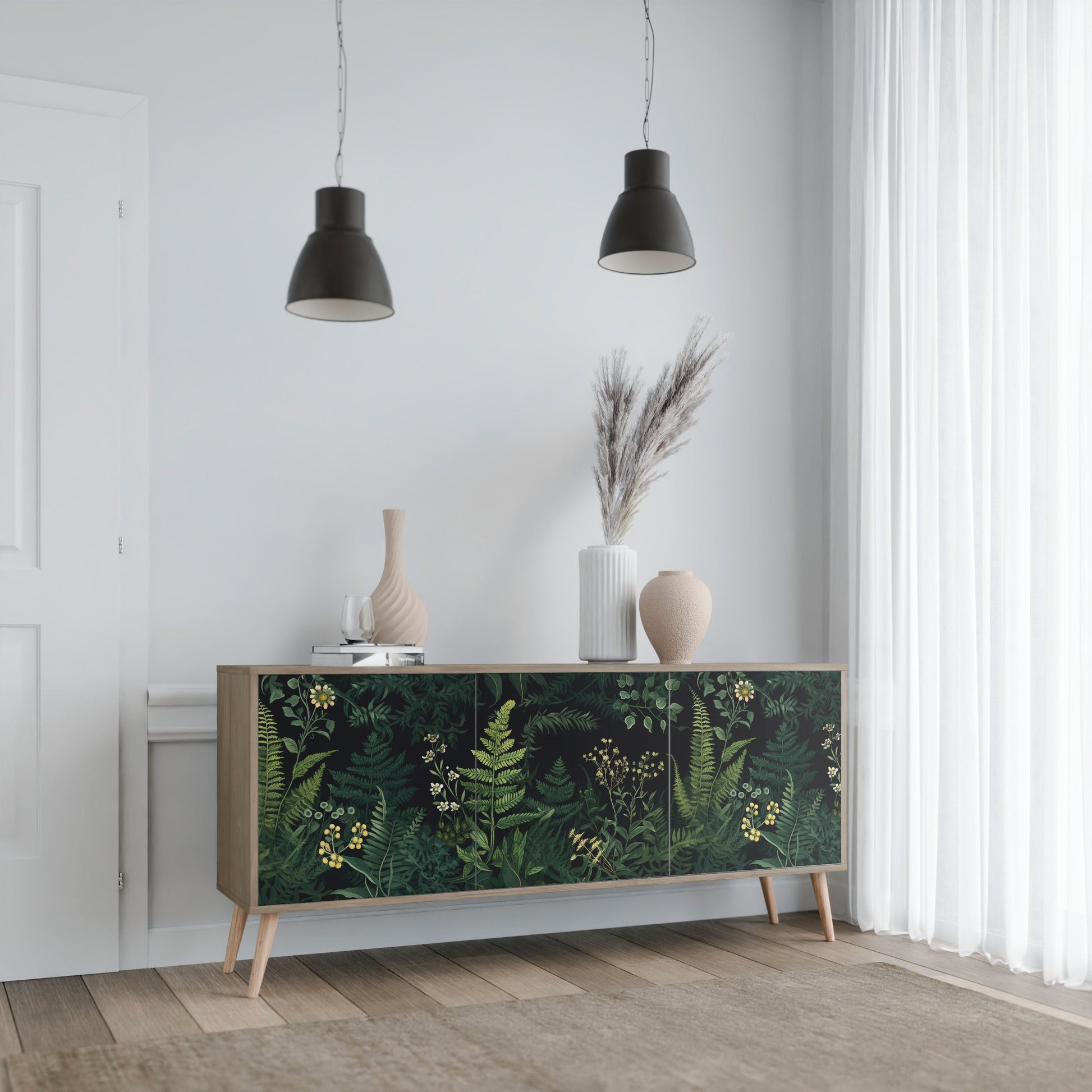 Buffet 3 portes FERN FLOWERS effet chêne