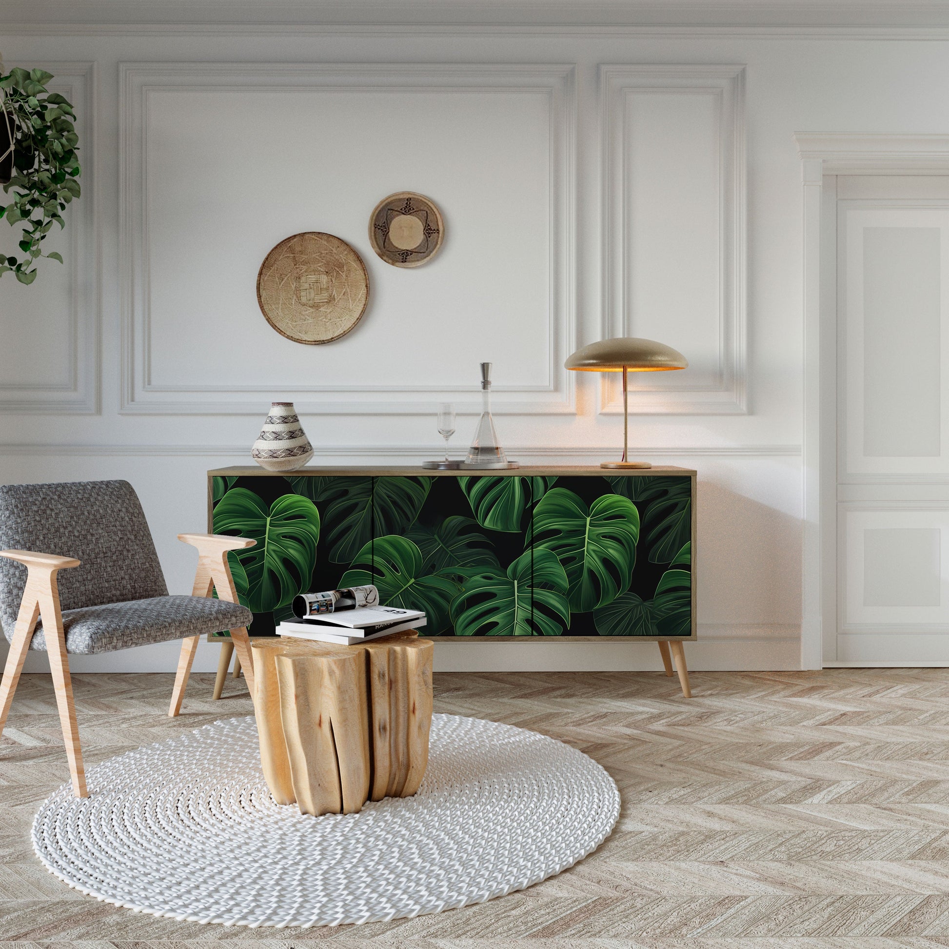 Buffet 3 portes INFINITE MONSTERA effet chêne