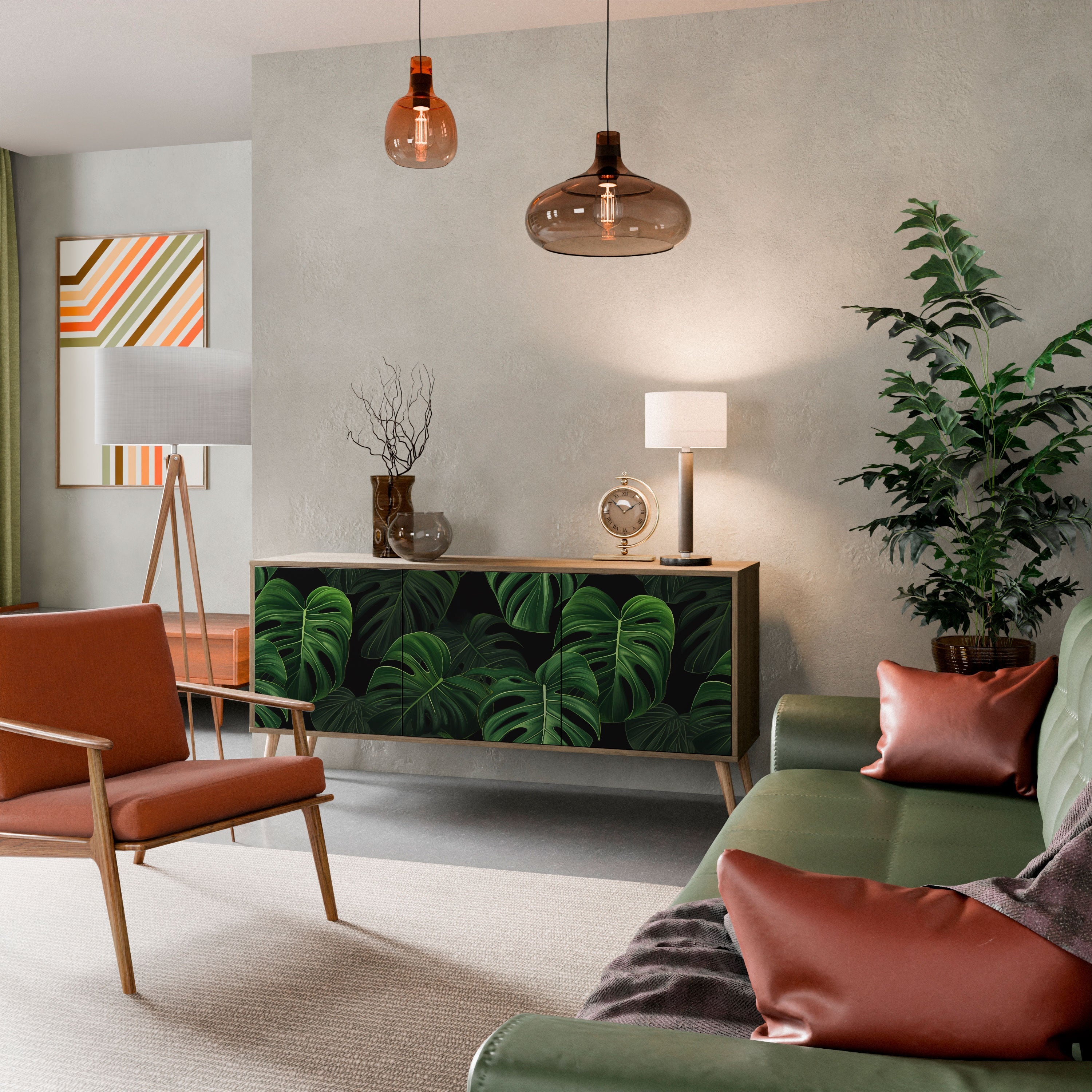 Buffet 3 portes INFINITE MONSTERA effet chêne