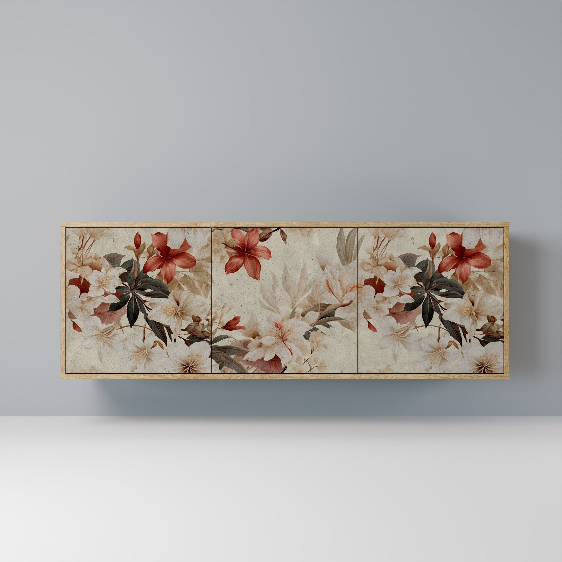 Buffet 3 portes PETAL HARMONY effet chêne
