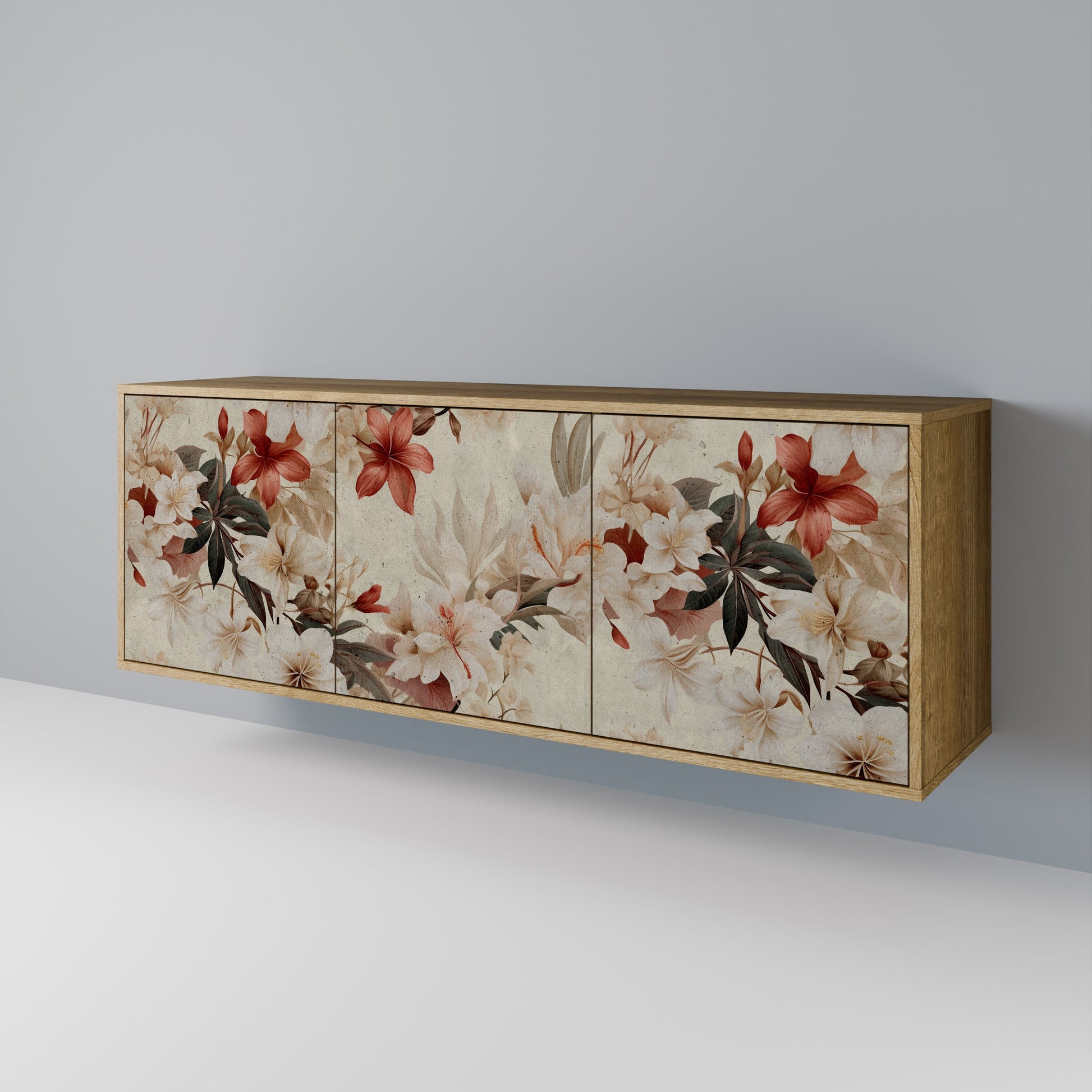 Buffet 3 portes PETAL HARMONY effet chêne