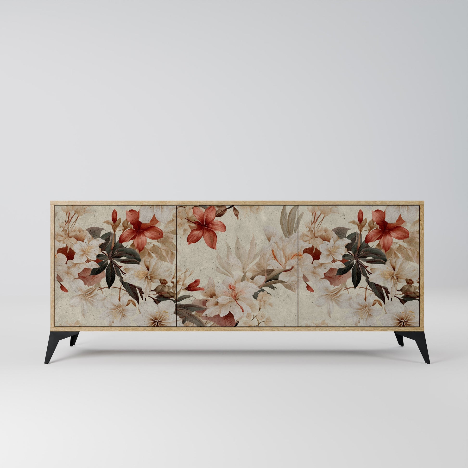 Buffet 3 portes PETAL HARMONY effet chêne