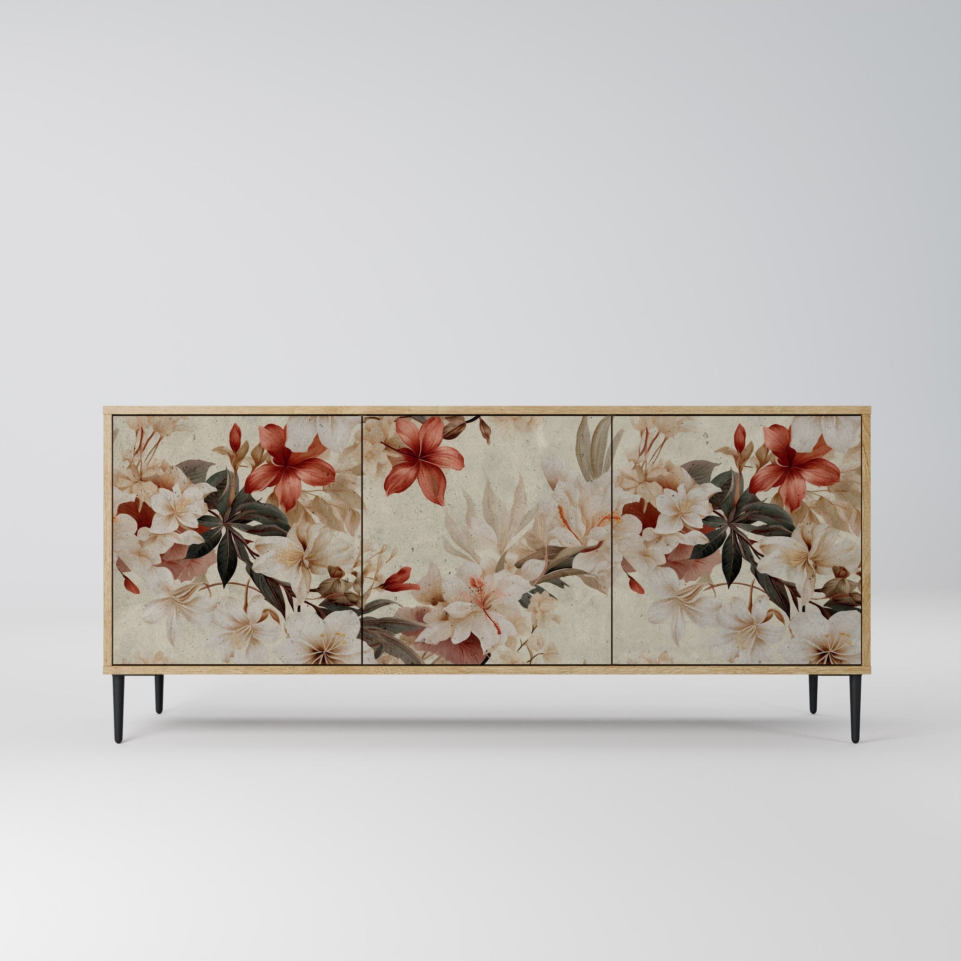 Buffet 3 portes PETAL HARMONY effet chêne