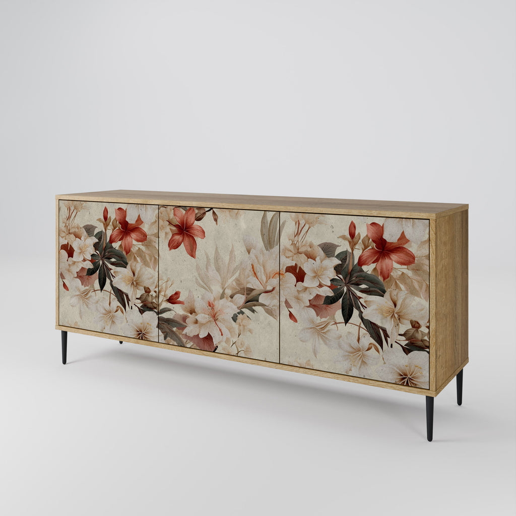 Buffet 3 portes PETAL HARMONY effet chêne