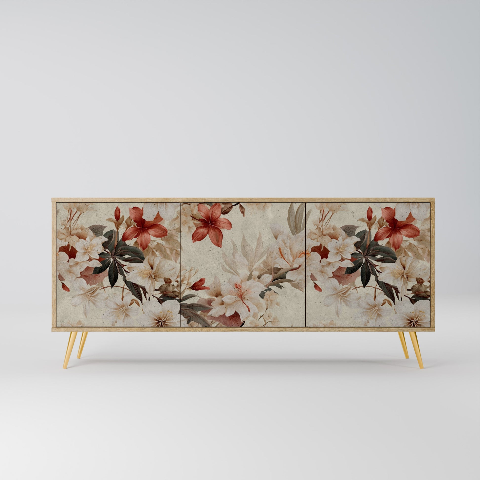 Buffet 3 portes PETAL HARMONY effet chêne