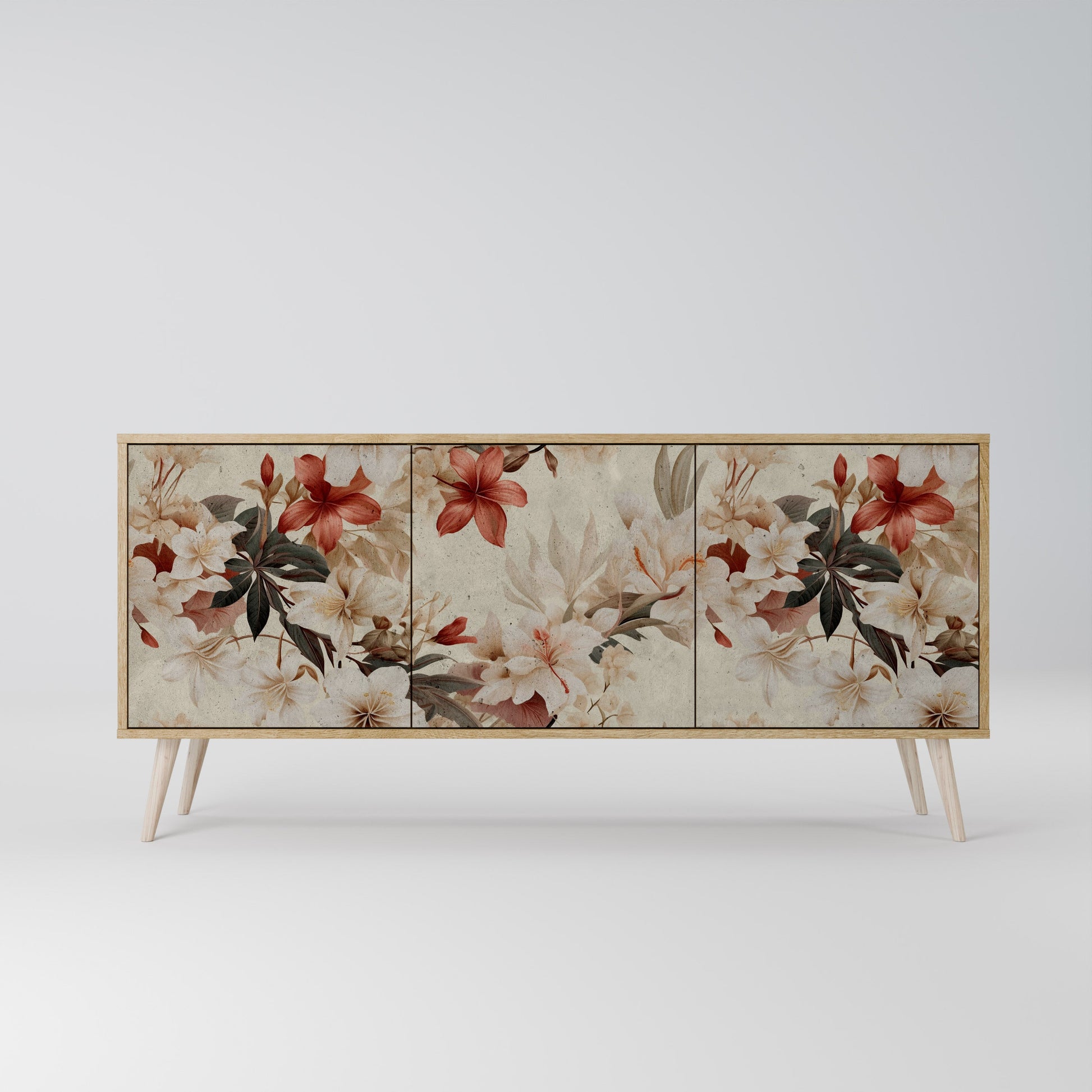 Buffet 3 portes PETAL HARMONY effet chêne