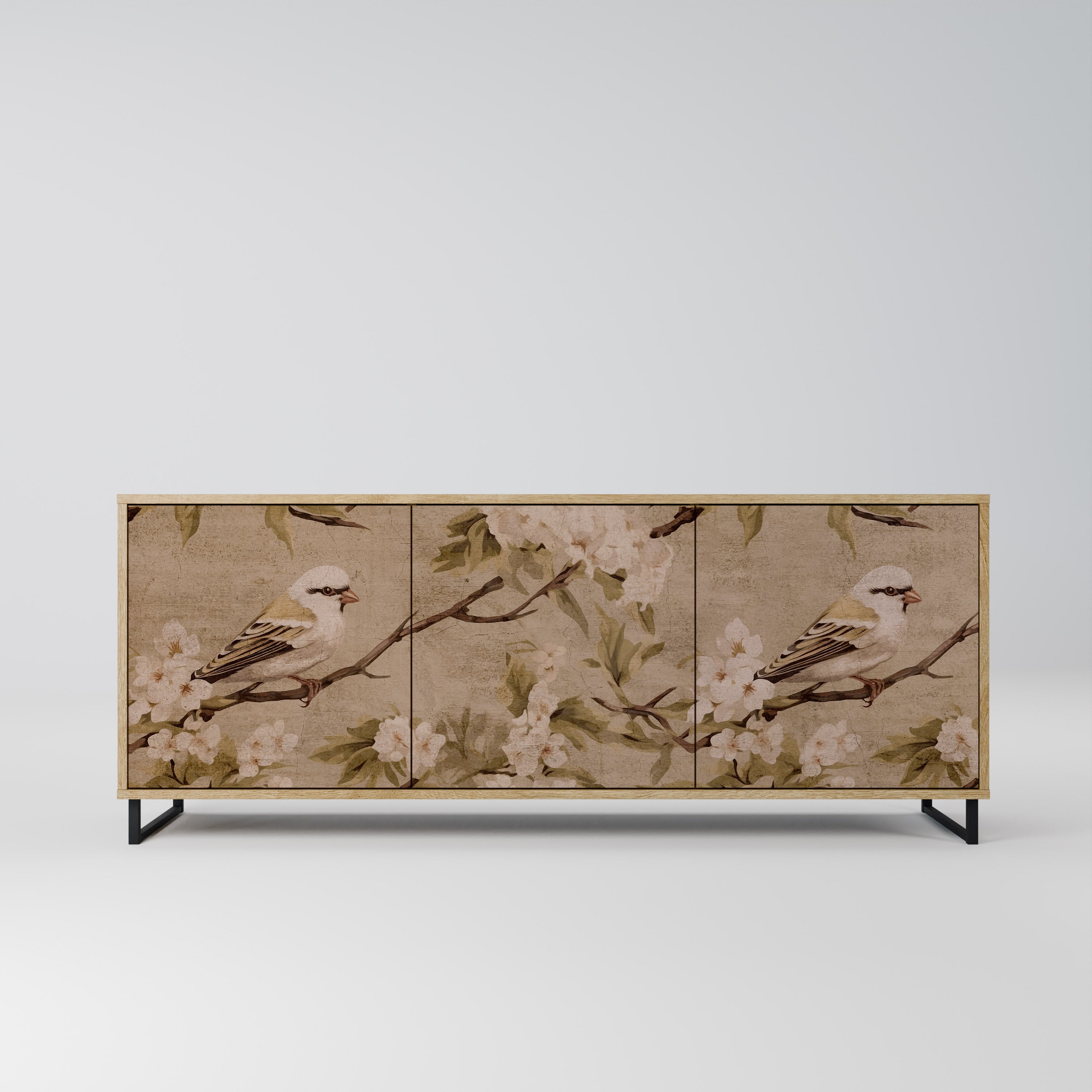 Buffet 3 portes PETAL DISTINGUISH effet chêne