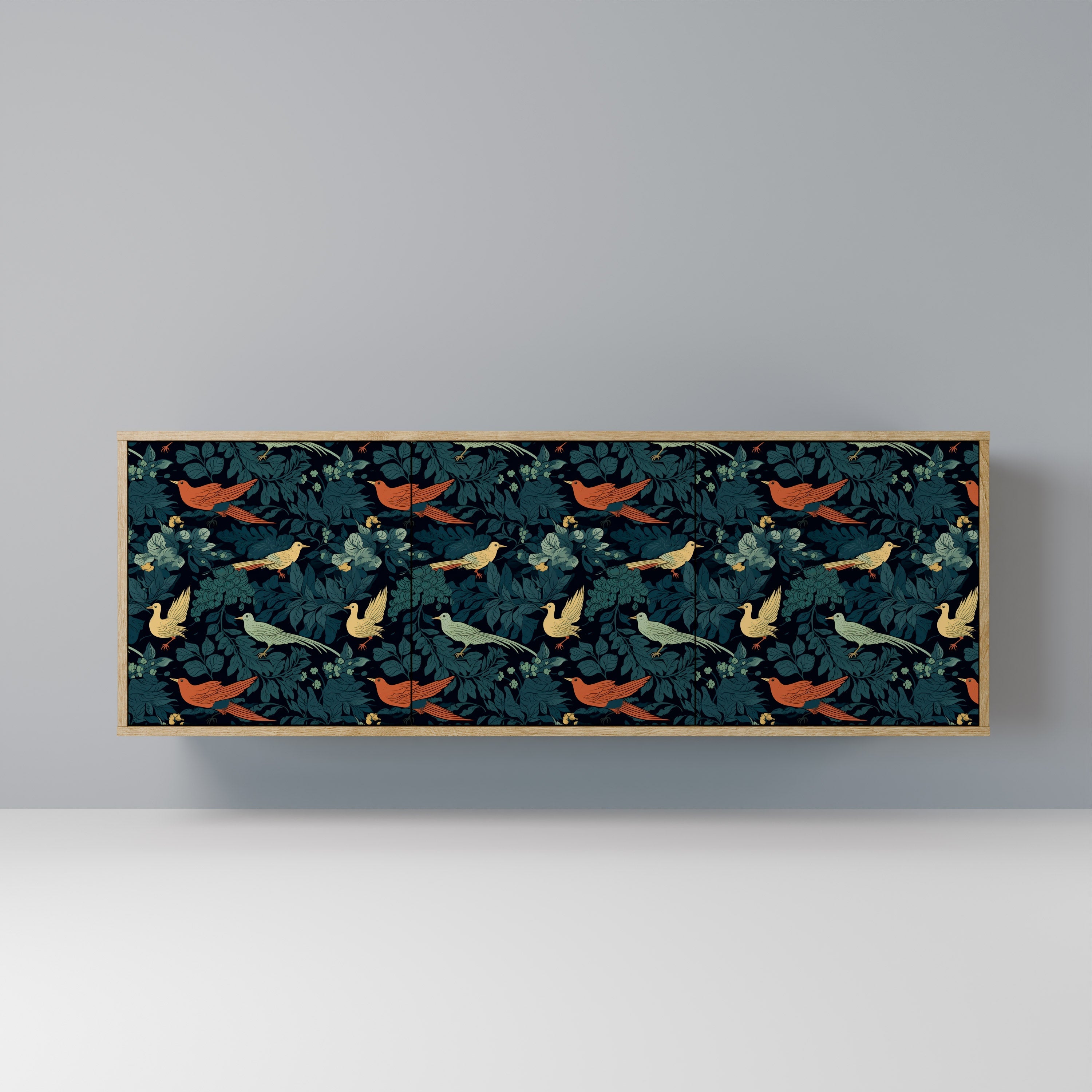 Buffet 3 portes FOWL ORNAMENT effet chêne