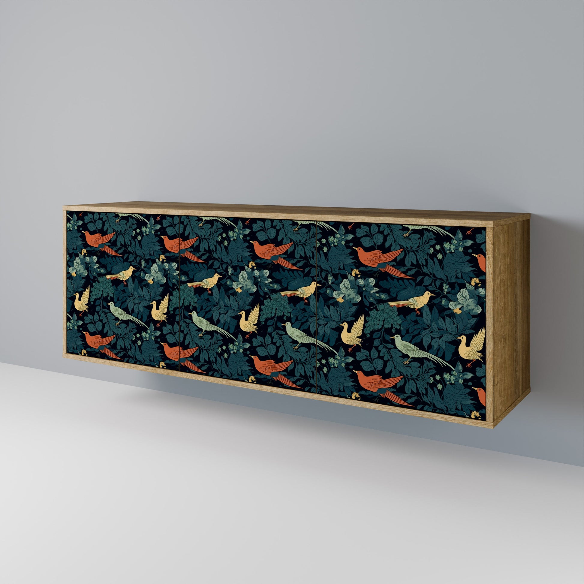 Buffet 3 portes FOWL ORNAMENT effet chêne