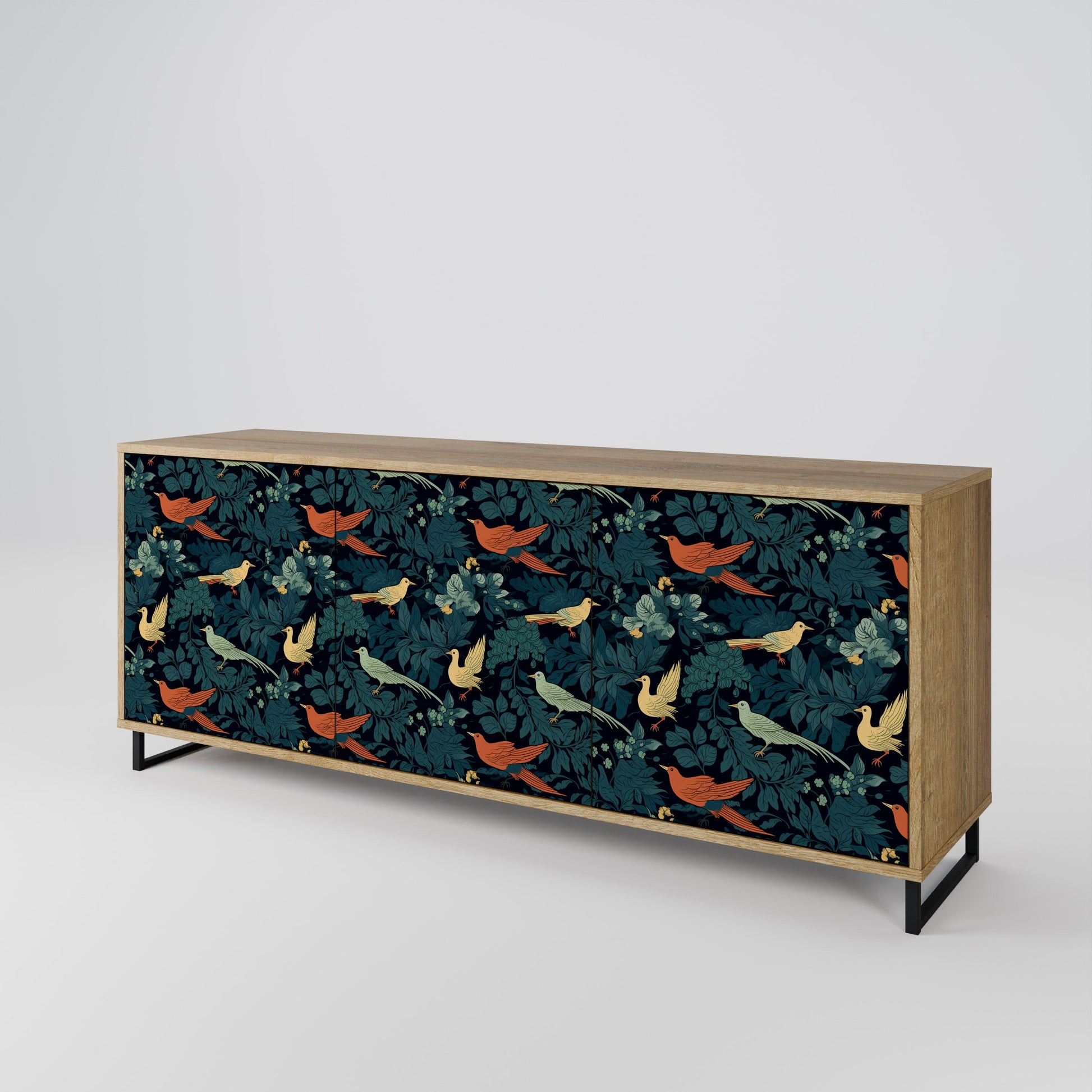 Buffet 3 portes FOWL ORNAMENT effet chêne