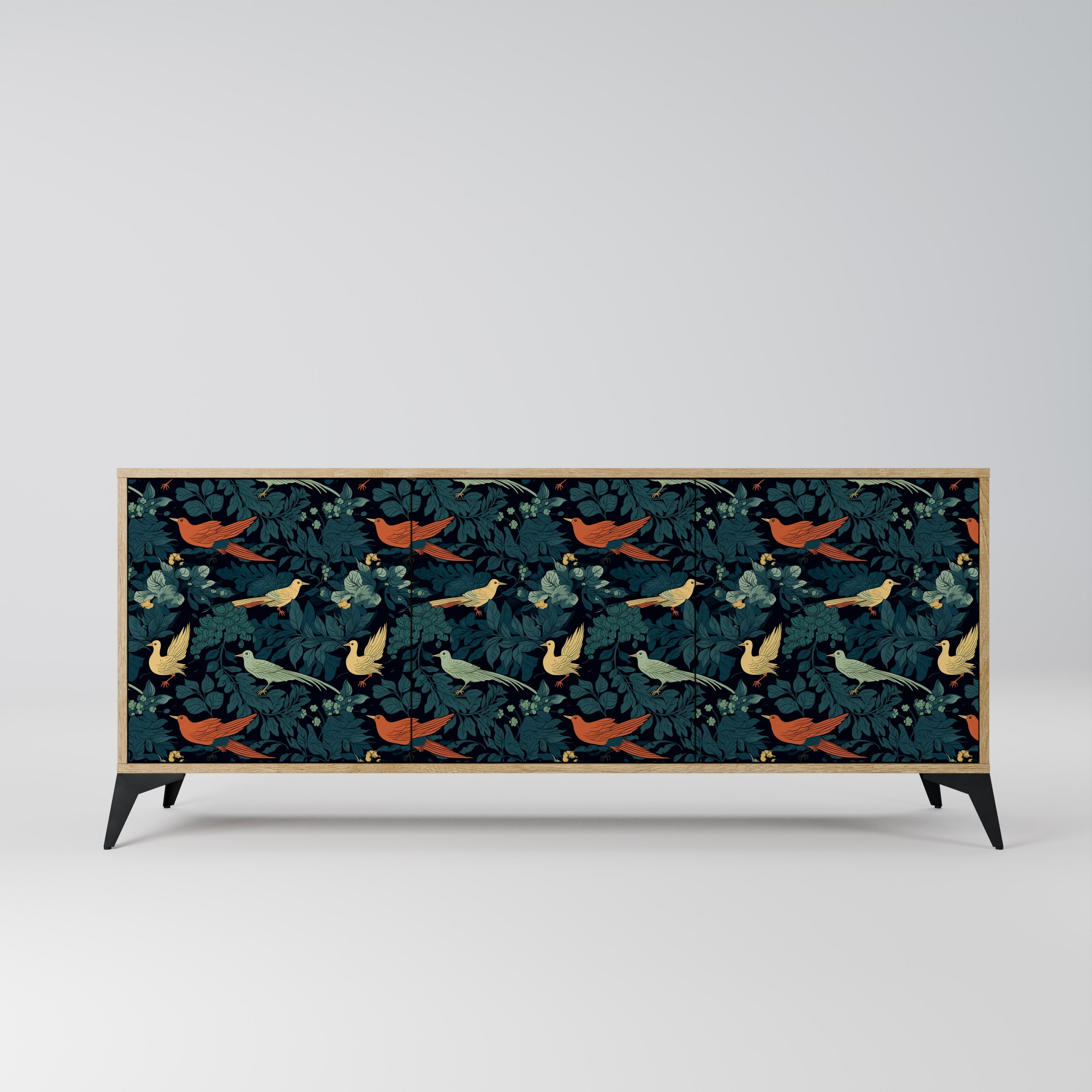 Buffet 3 portes FOWL ORNAMENT effet chêne