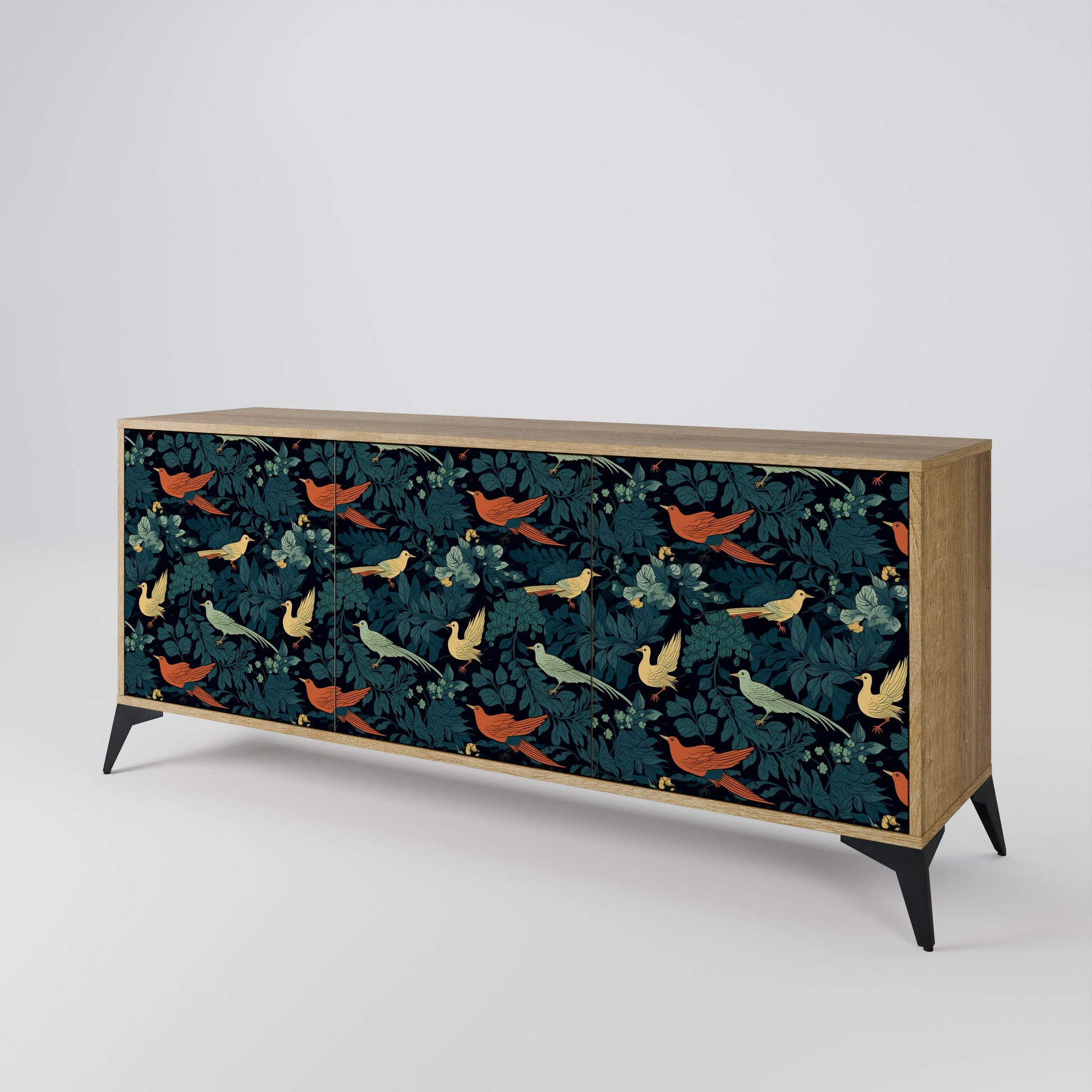 Buffet 3 portes FOWL ORNAMENT effet chêne