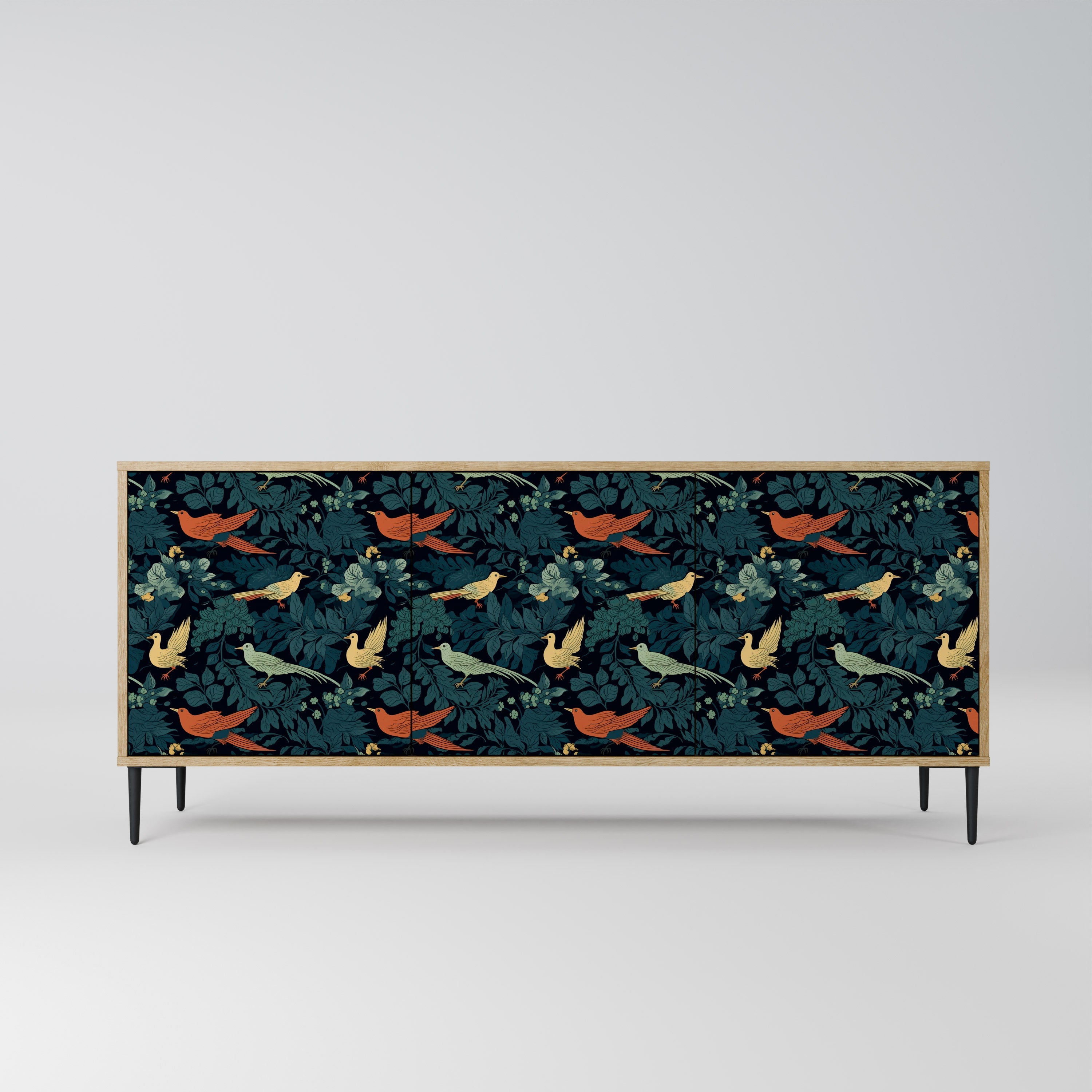 Buffet 3 portes FOWL ORNAMENT effet chêne