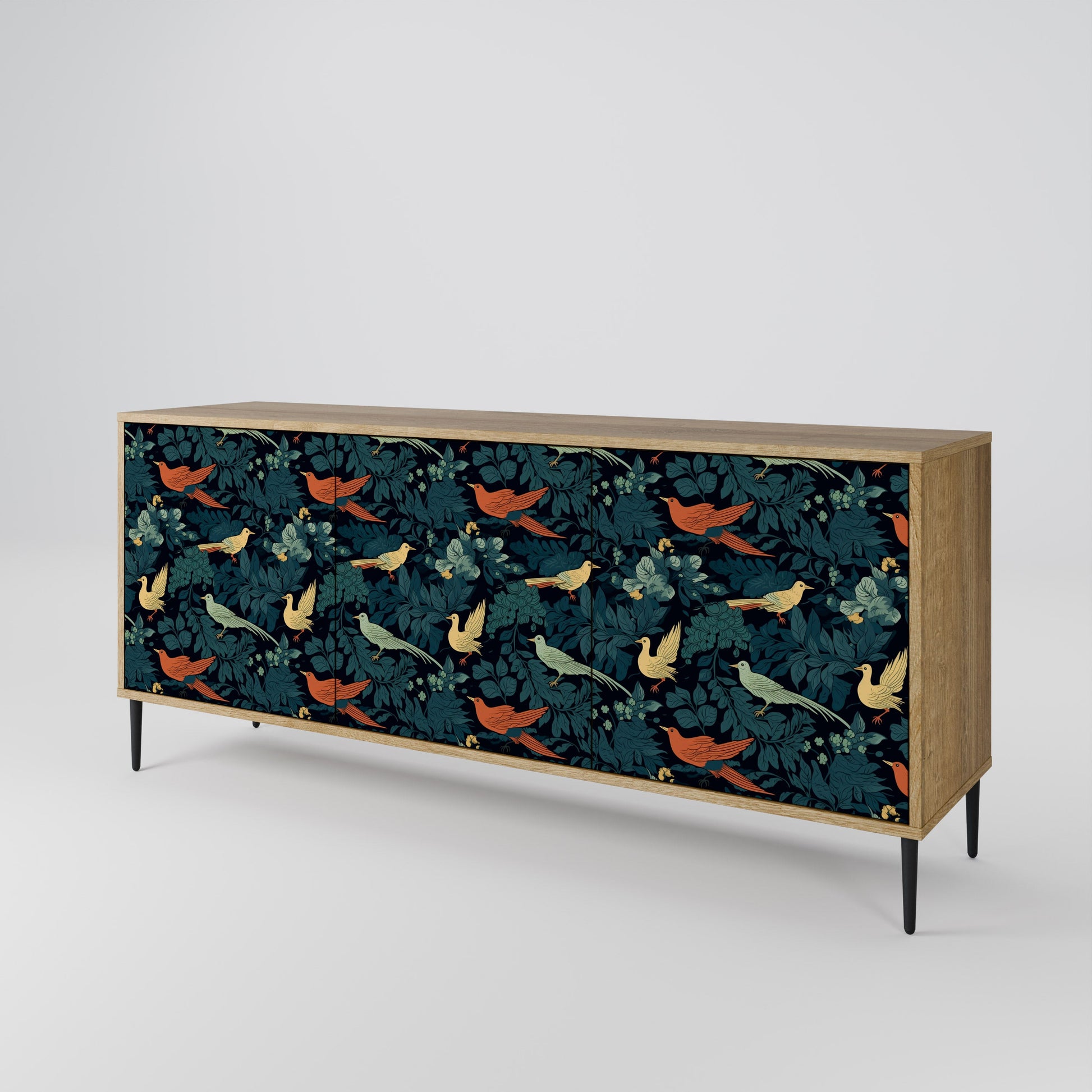 Buffet 3 portes FOWL ORNAMENT effet chêne