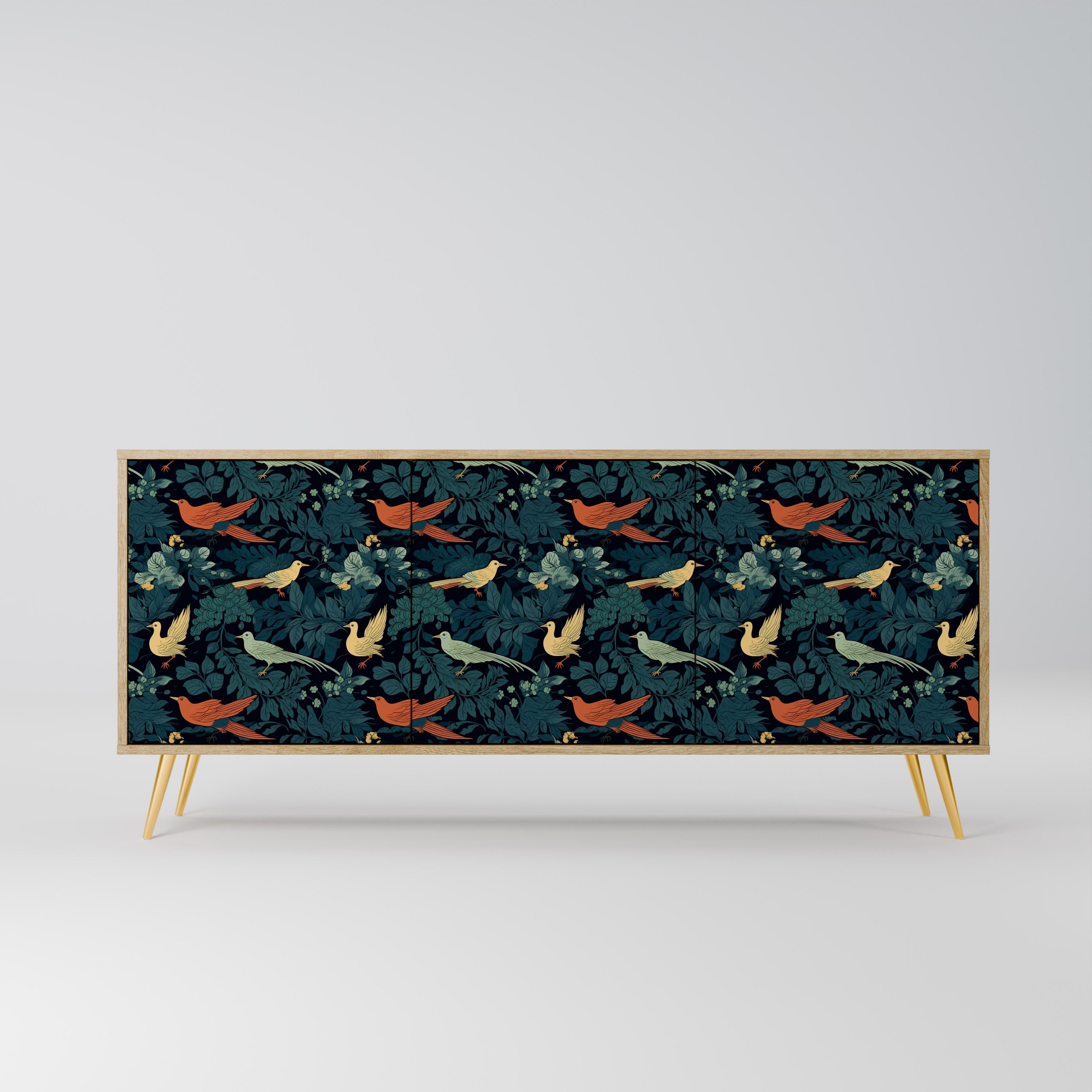 Buffet 3 portes FOWL ORNAMENT effet chêne