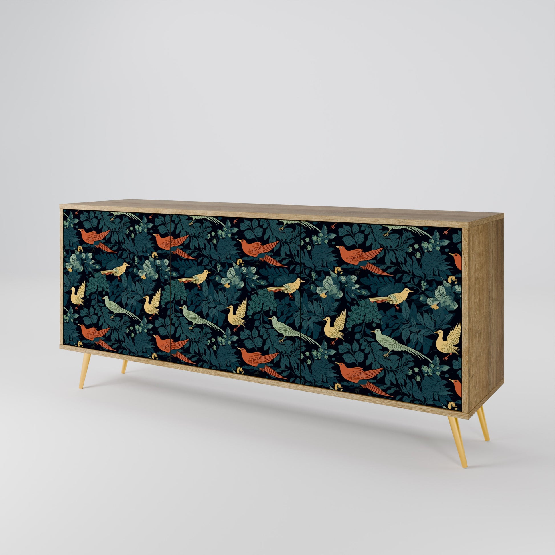 Buffet 3 portes FOWL ORNAMENT effet chêne