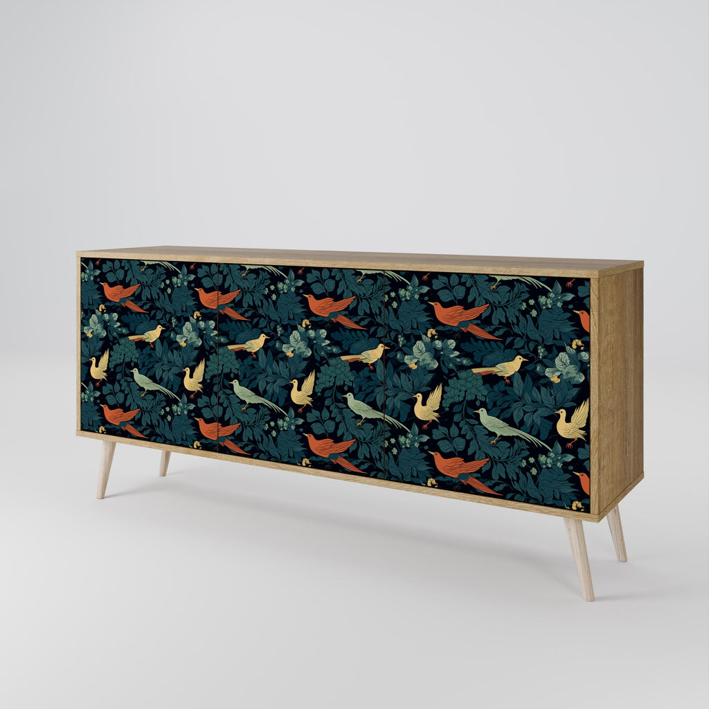 Buffet 3 portes FOWL ORNAMENT effet chêne