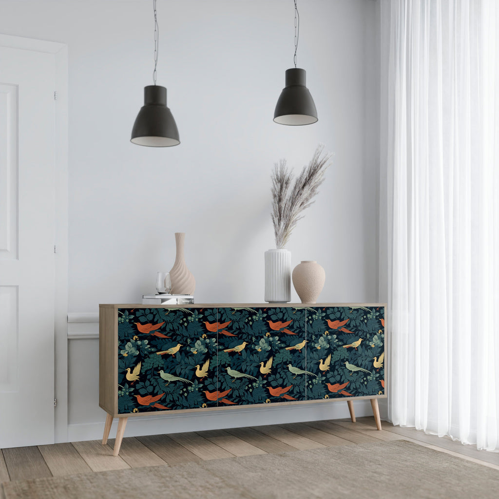 Buffet 3 portes FOWL ORNAMENT effet chêne