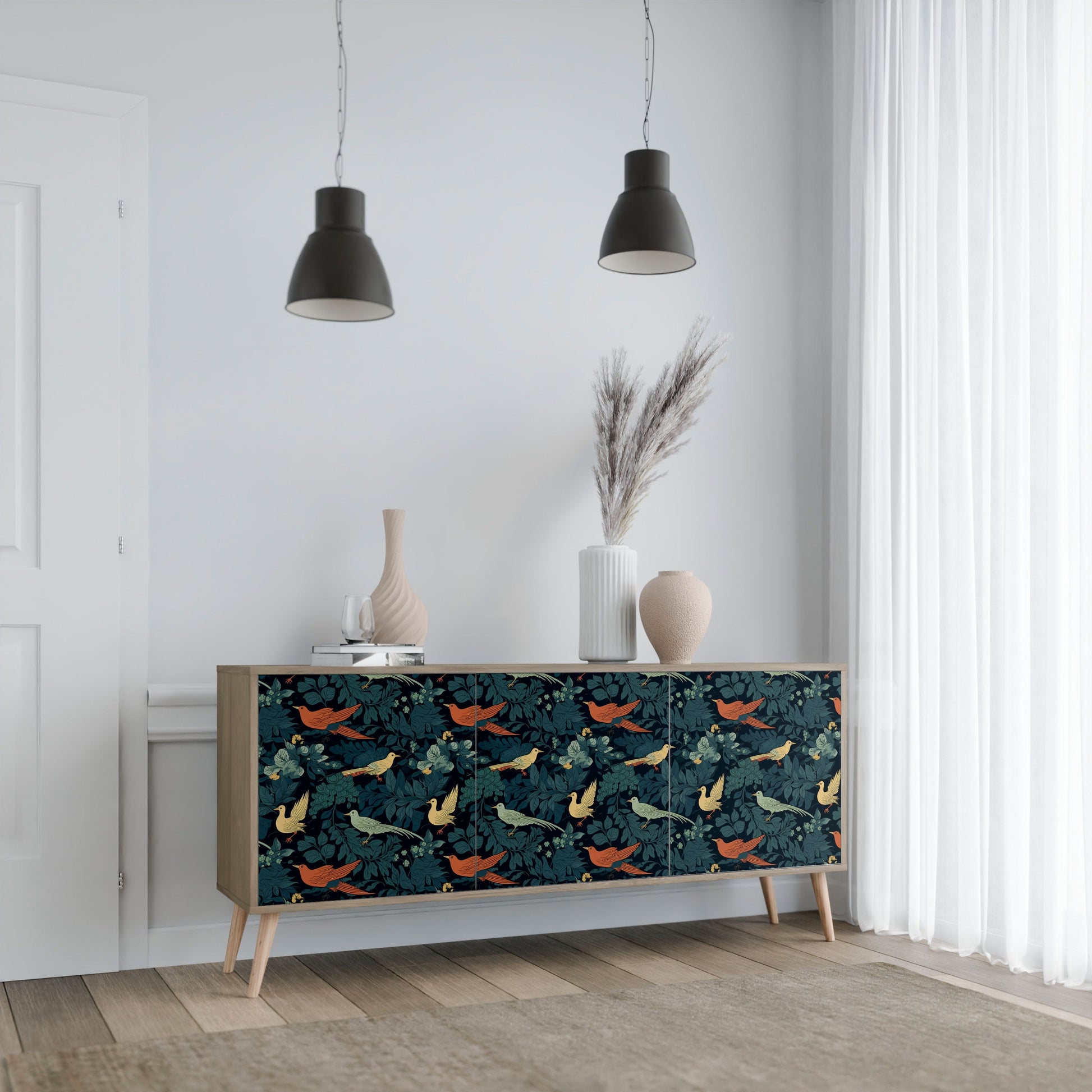 Buffet 3 portes FOWL ORNAMENT effet chêne