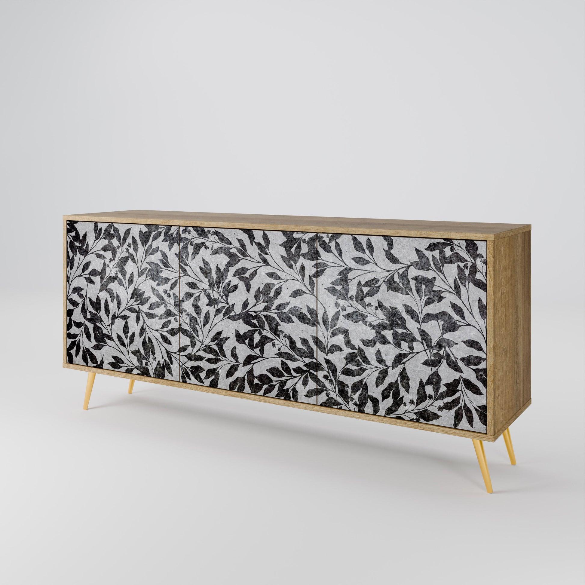 Buffet 3 portes CHARCOAL SPROUT effet chêne