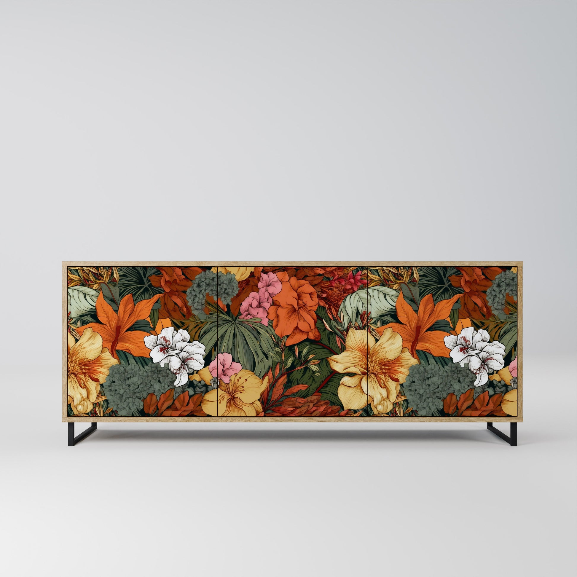 Buffet 3 portes RADIANT FLORA effet chêne