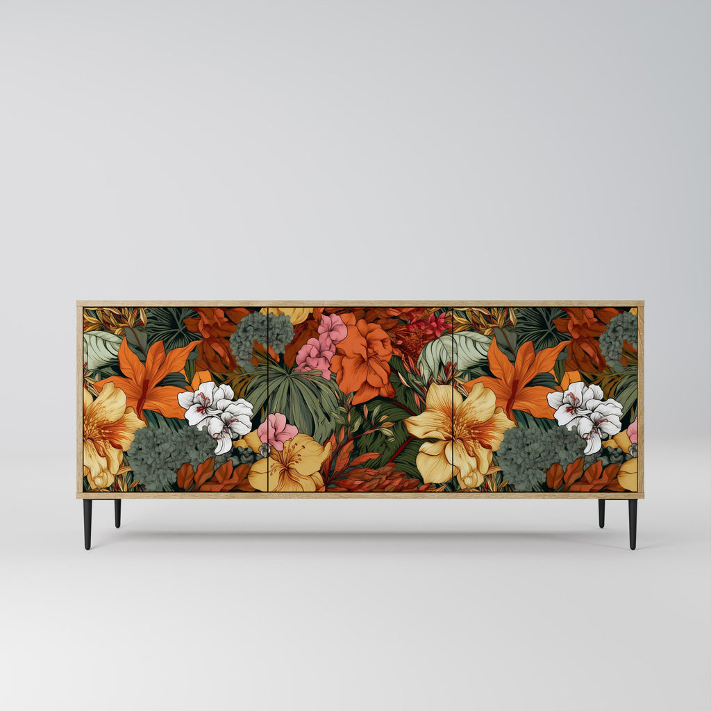 Buffet 3 portes RADIANT FLORA effet chêne