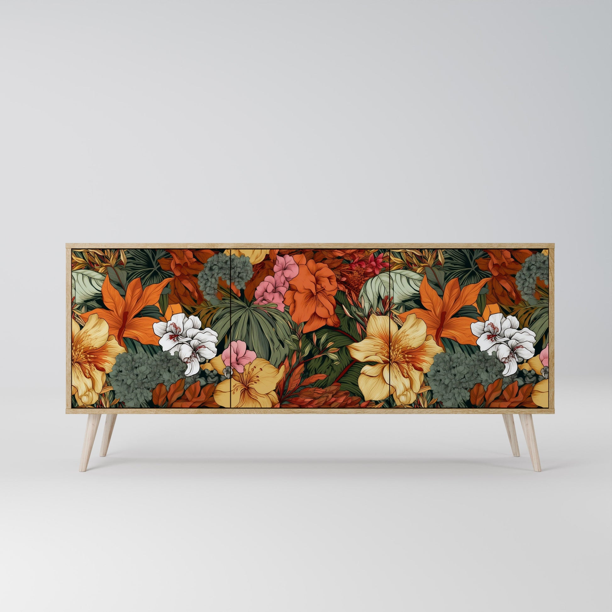 Buffet 3 portes RADIANT FLORA effet chêne