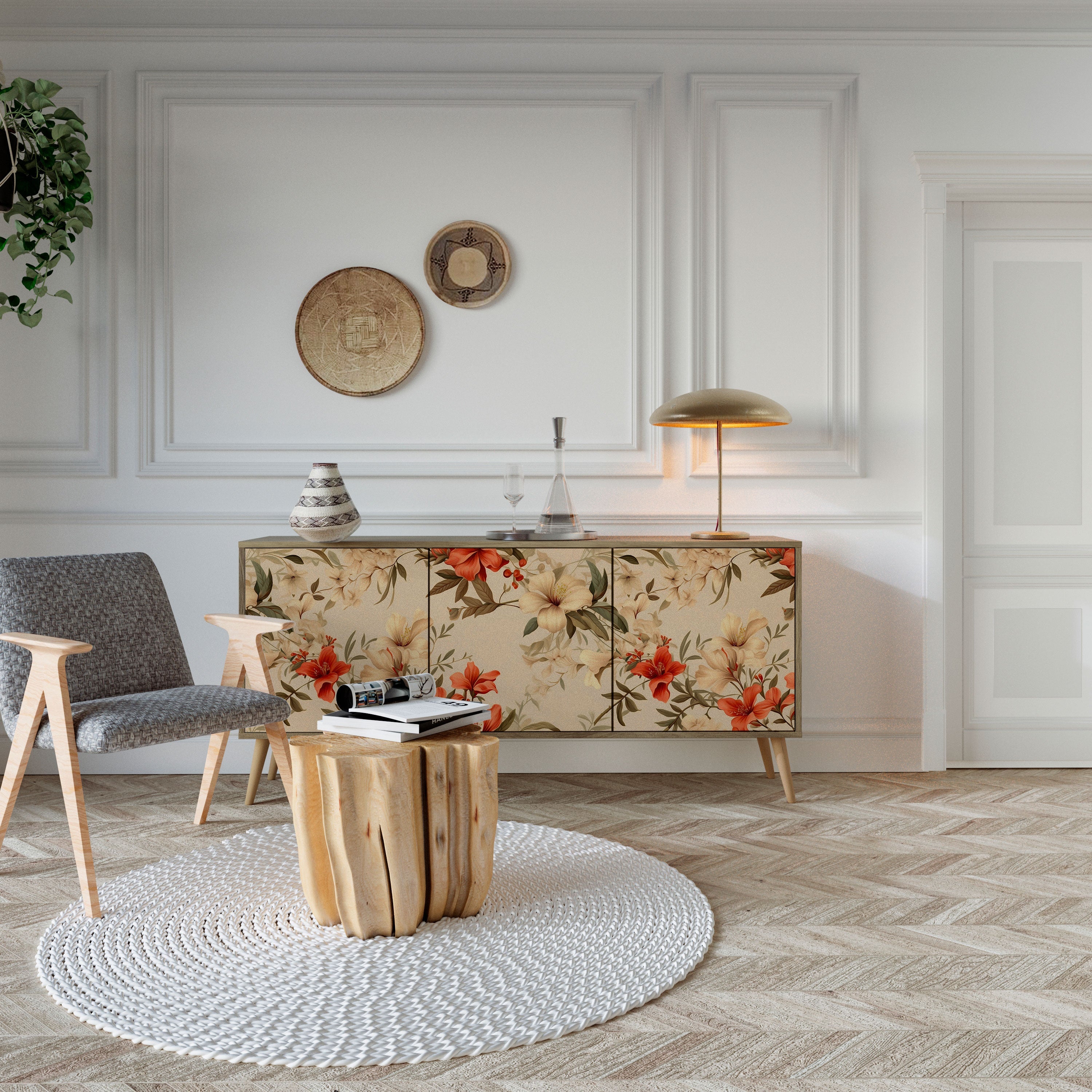 Buffet 3 portes effet chêne BLOOMING HARMONY