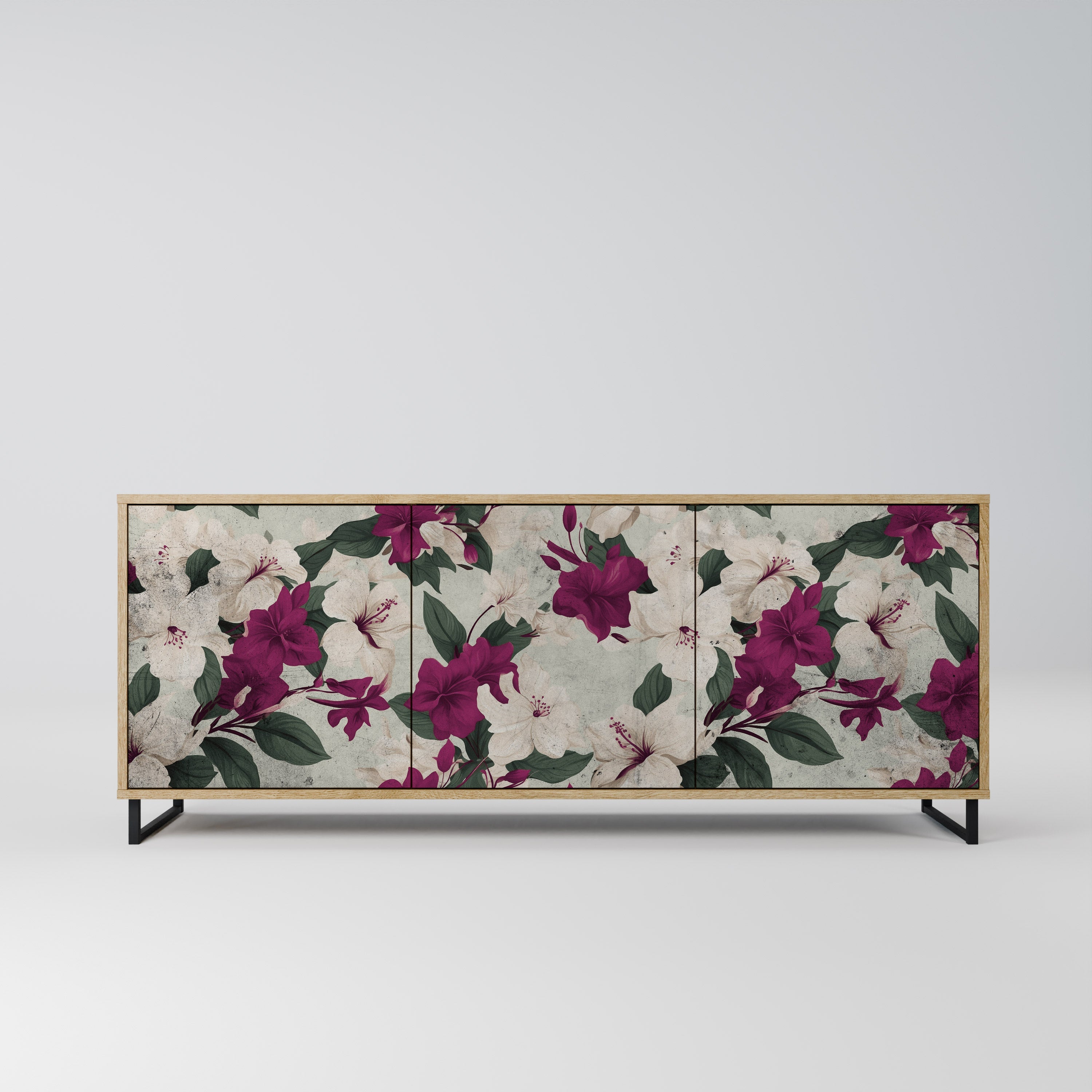 Buffet 3 portes FLOWERET DREAM effet chêne