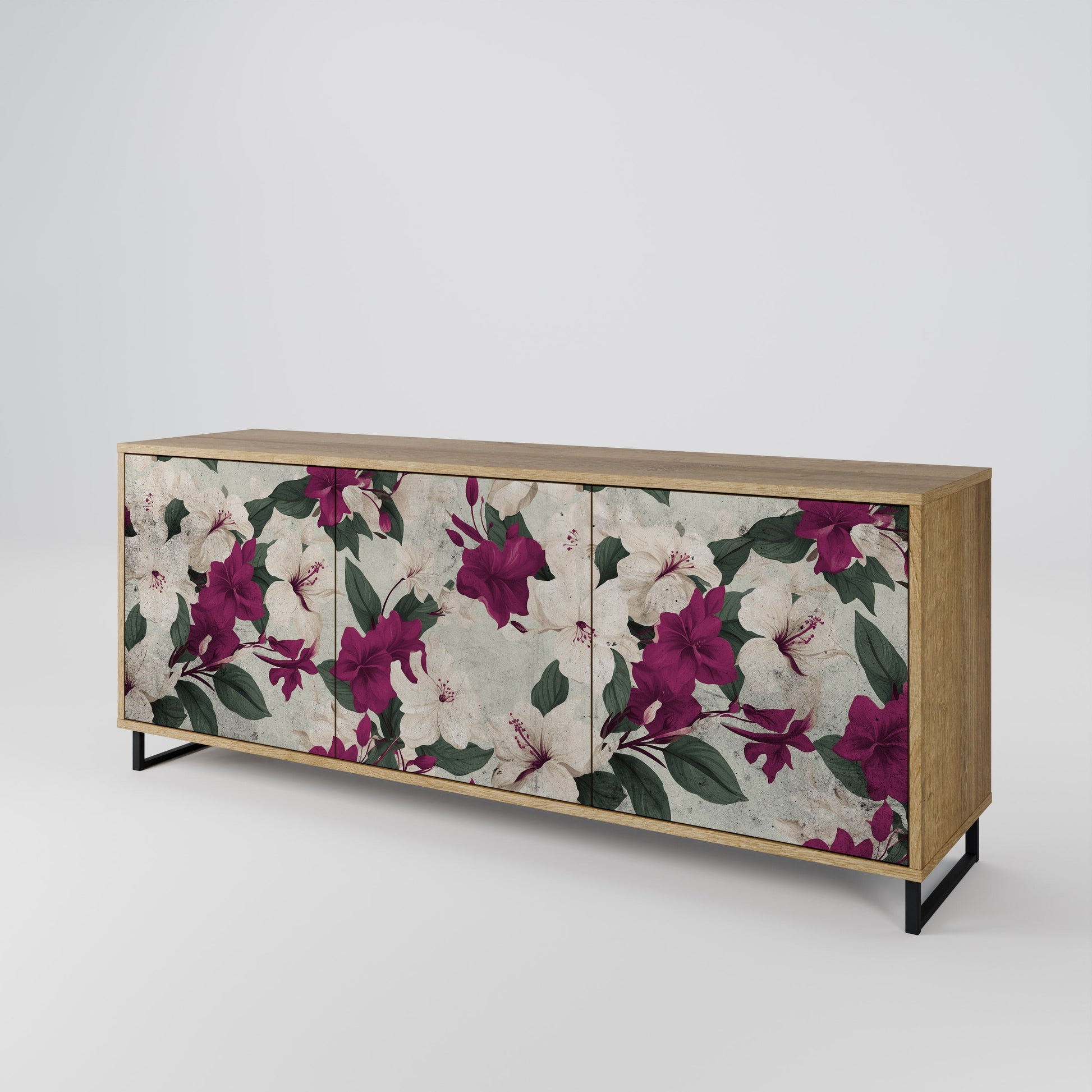 Buffet 3 portes FLOWERET DREAM effet chêne