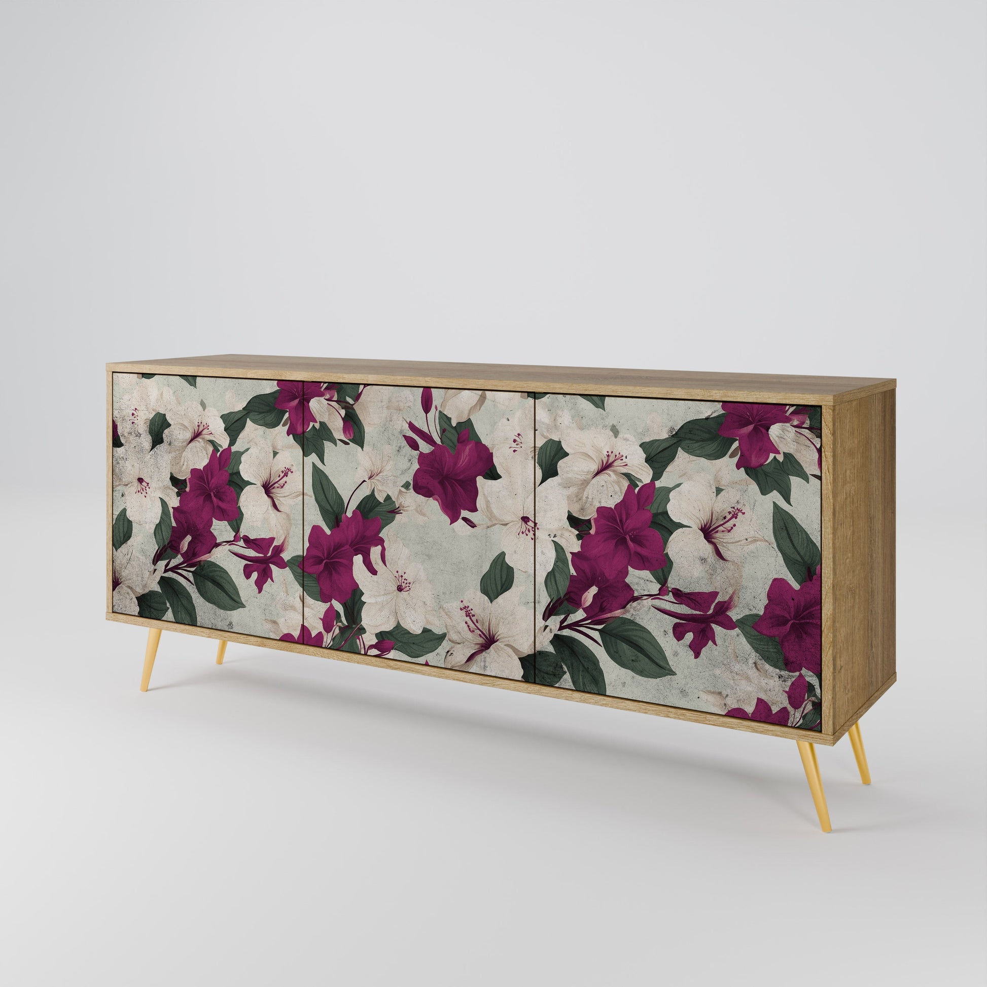 Buffet 3 portes FLOWERET DREAM effet chêne