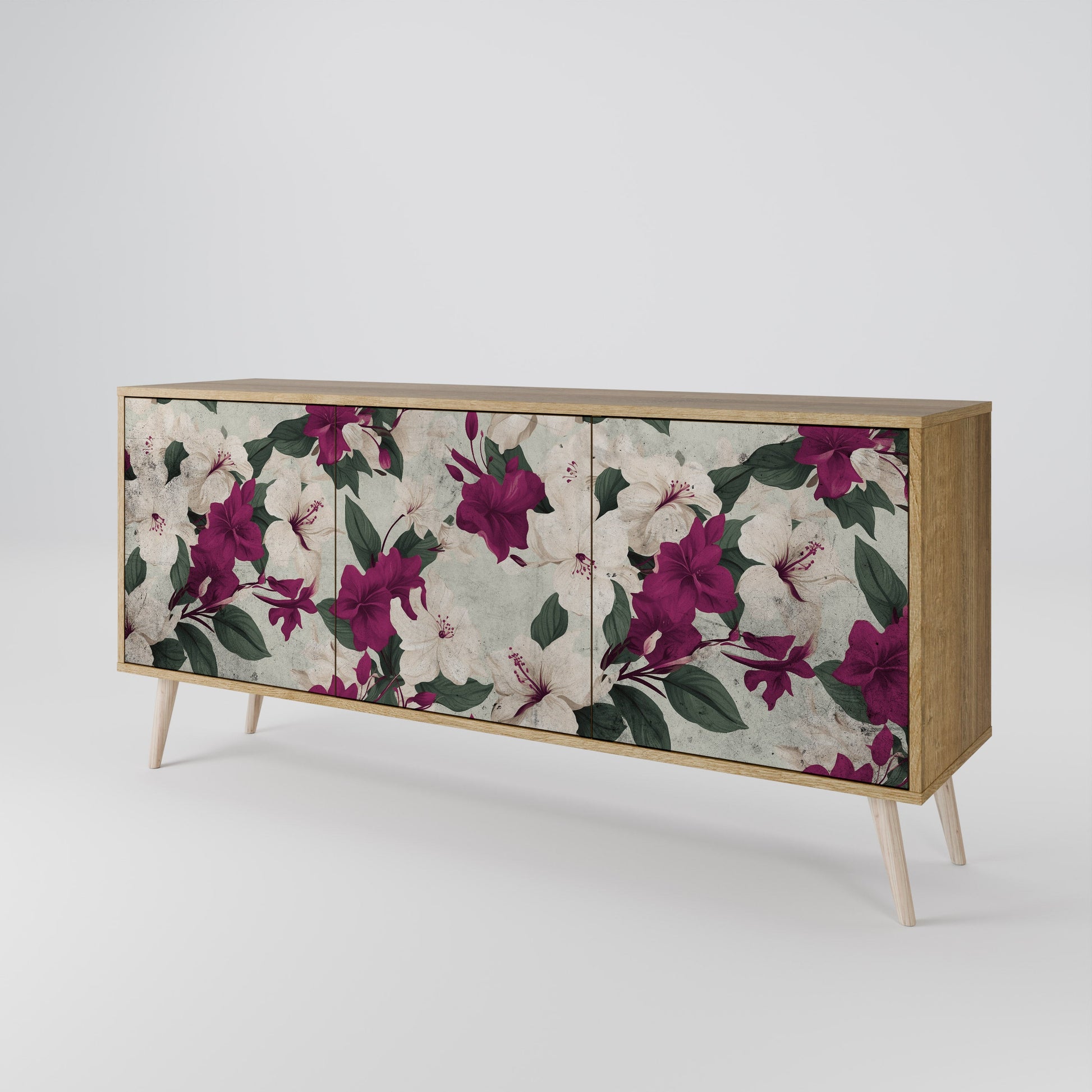 Buffet 3 portes FLOWERET DREAM effet chêne