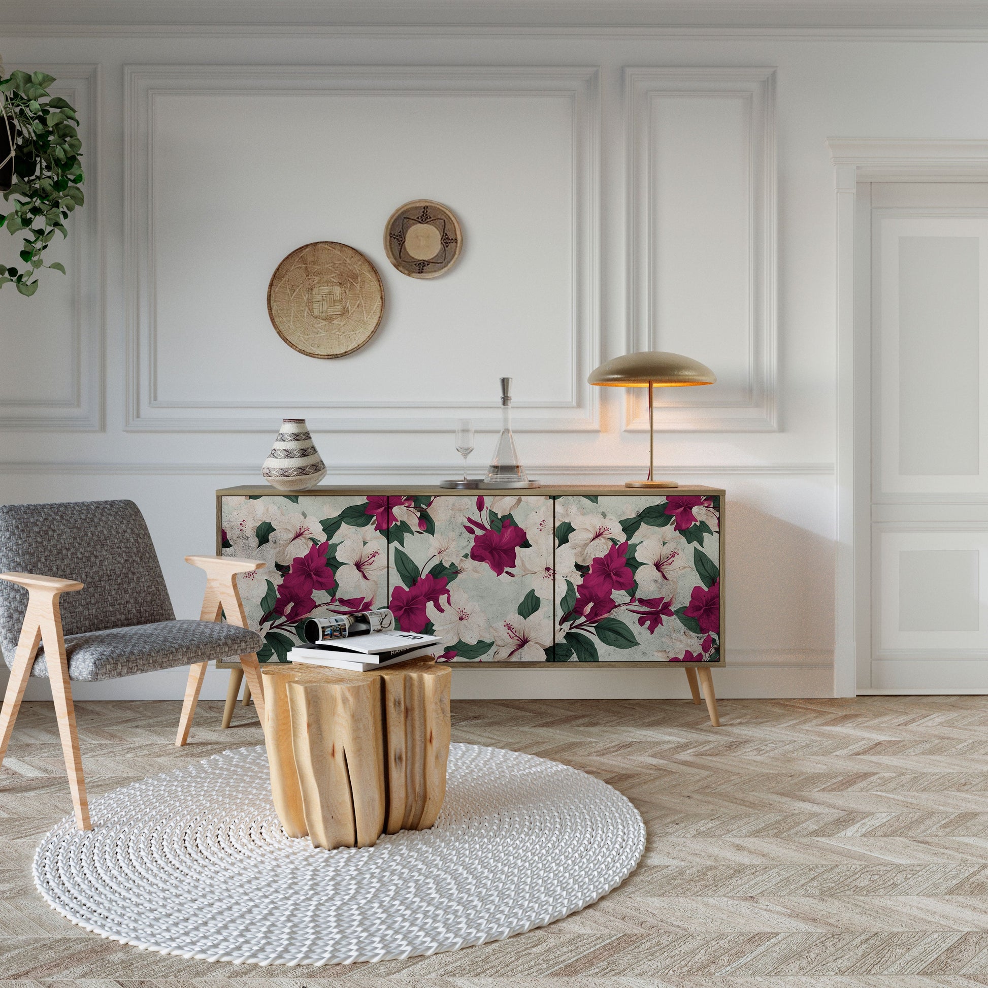 Buffet 3 portes FLOWERET DREAM effet chêne
