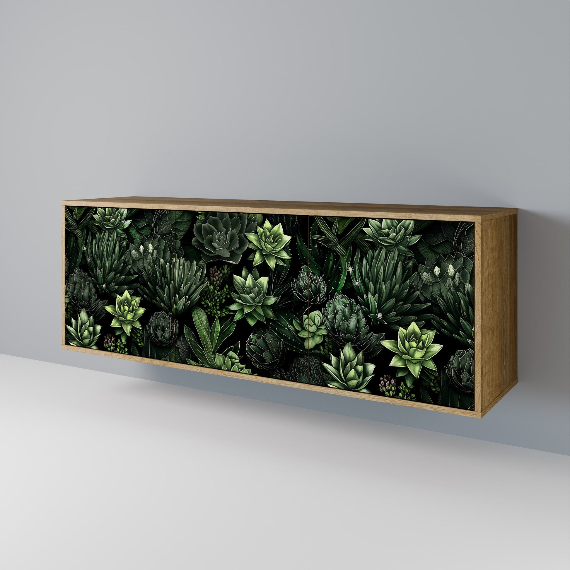 Buffet 3 portes SUCCULENT JUNGLE effet chêne