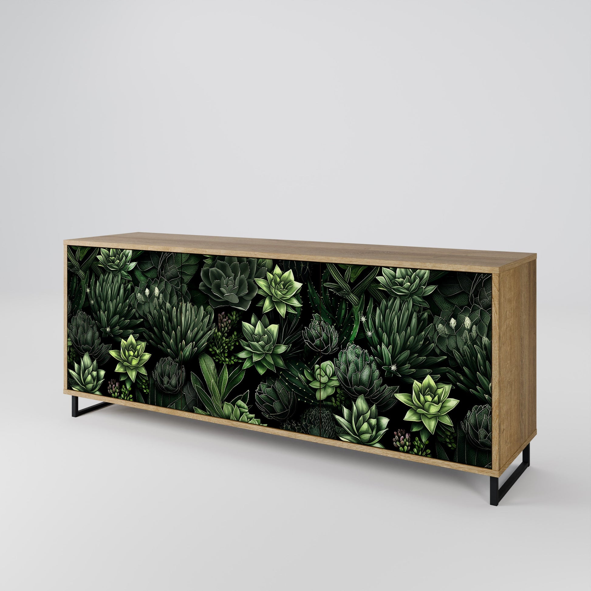 Buffet 3 portes SUCCULENT JUNGLE effet chêne