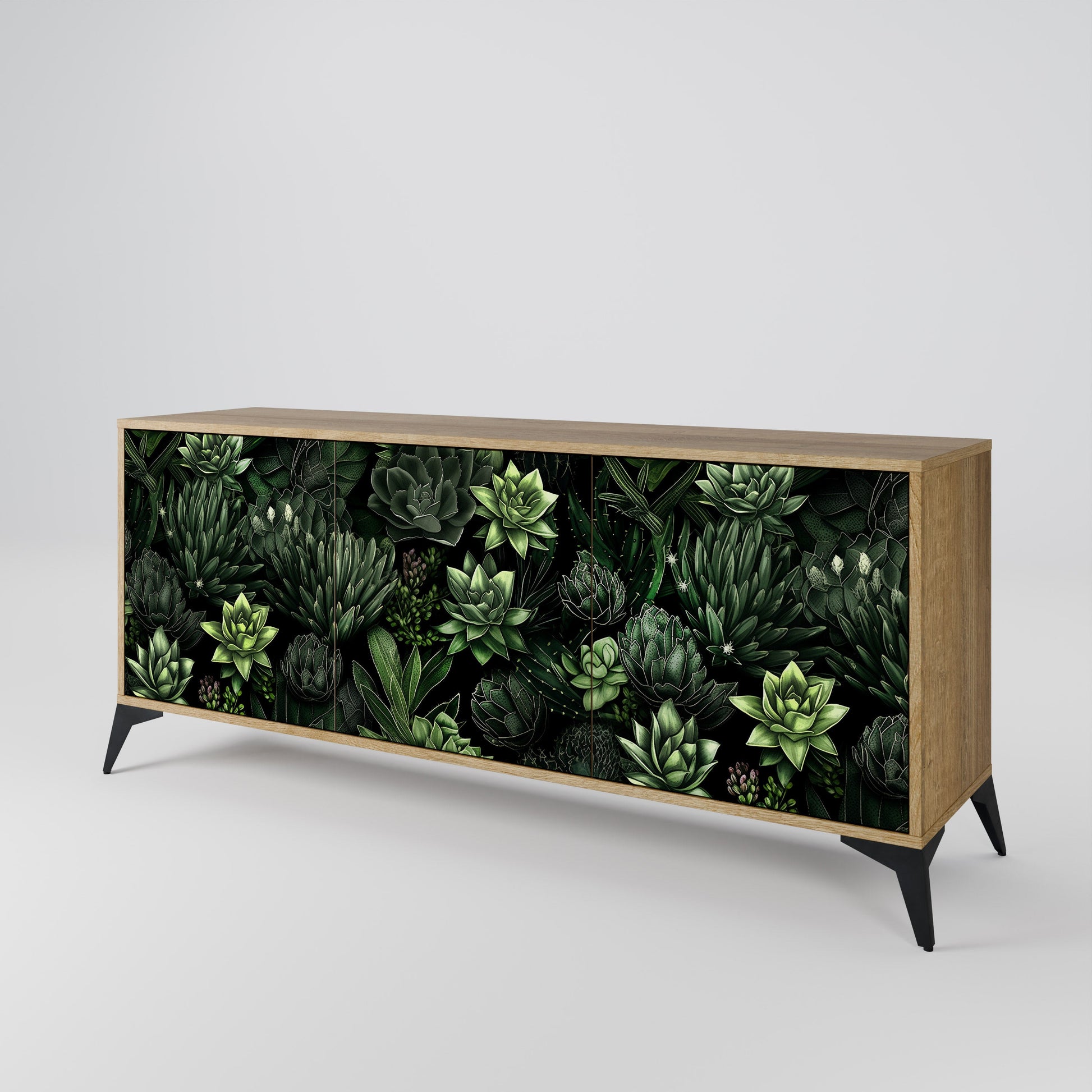 Buffet 3 portes SUCCULENT JUNGLE effet chêne