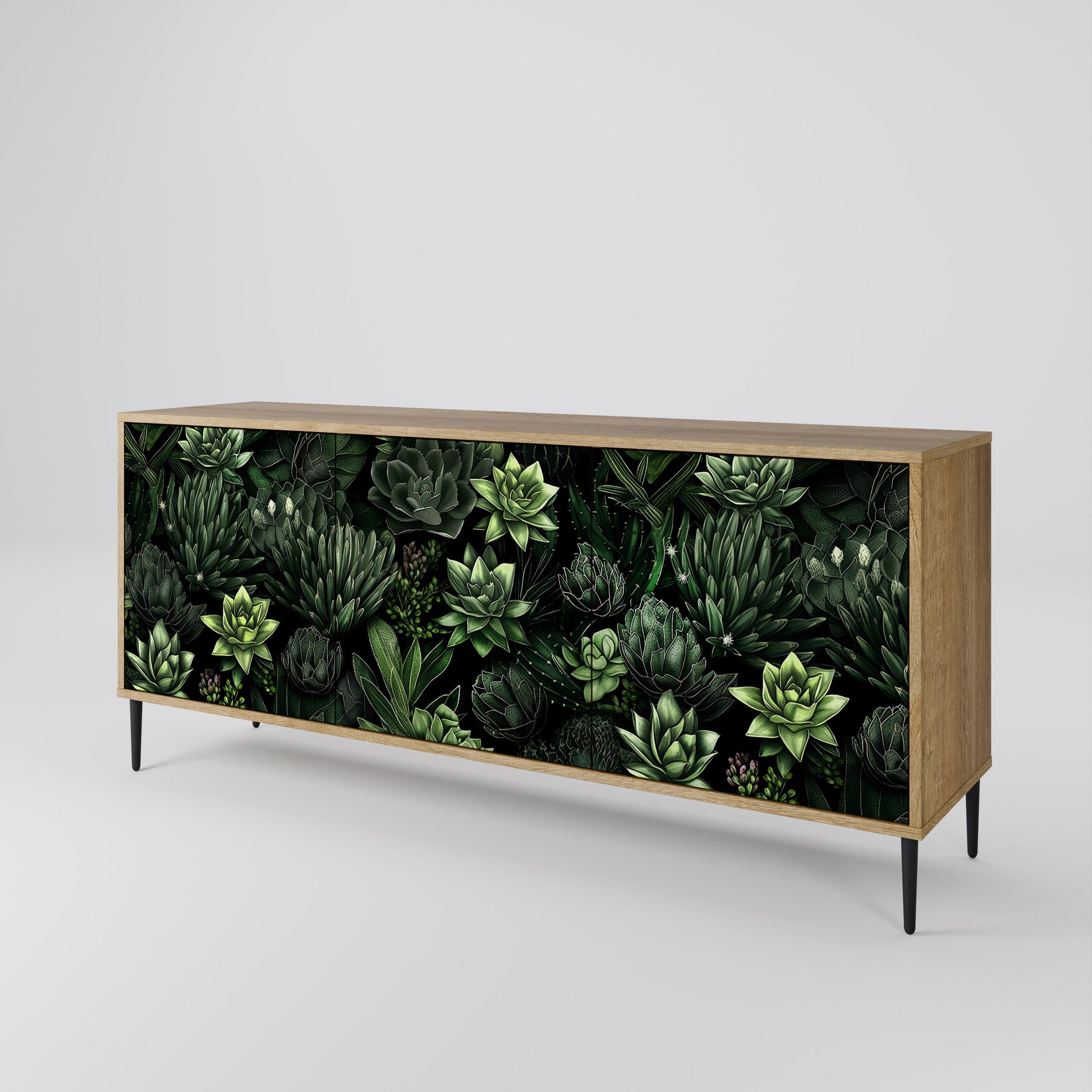 Buffet 3 portes SUCCULENT JUNGLE effet chêne
