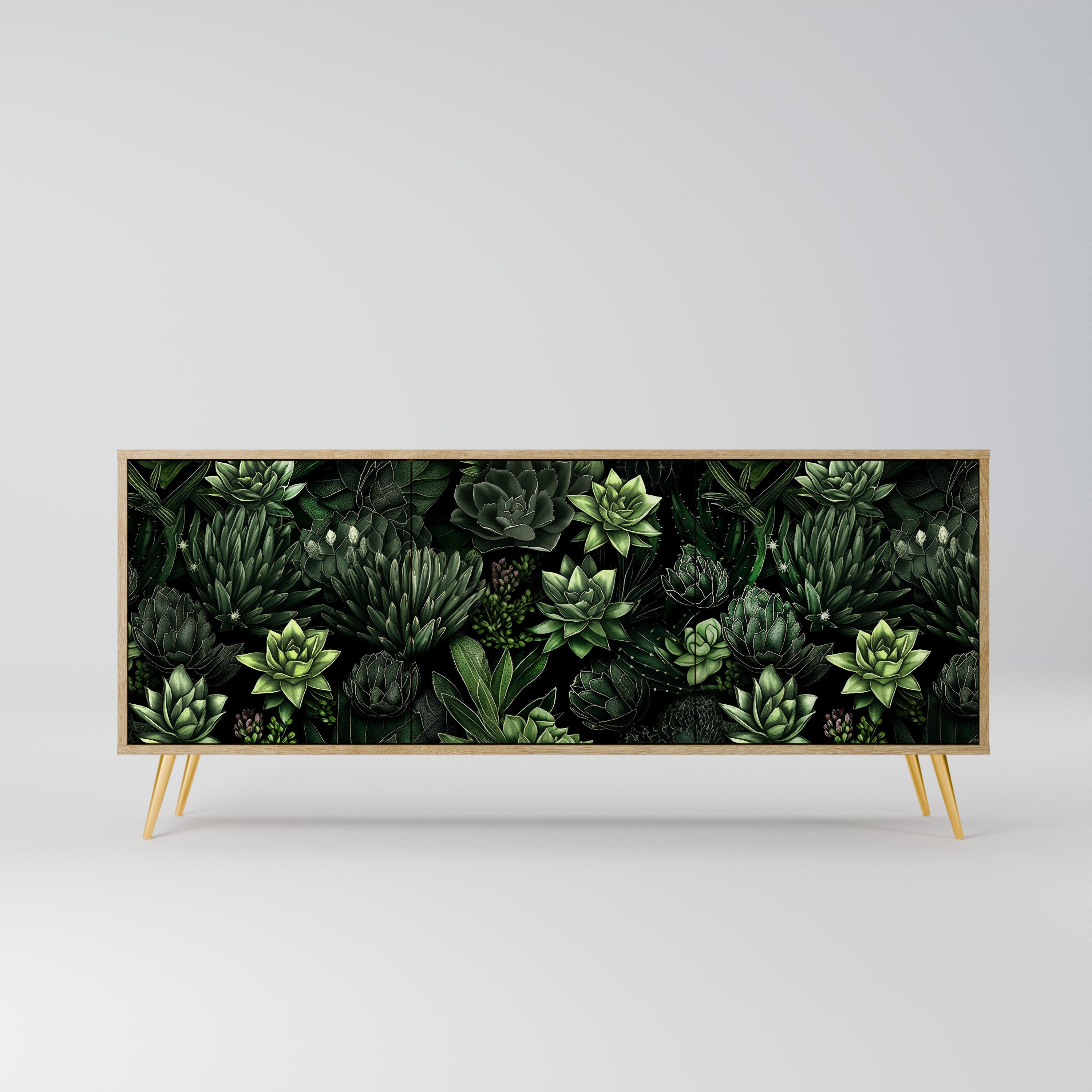 Buffet 3 portes SUCCULENT JUNGLE effet chêne