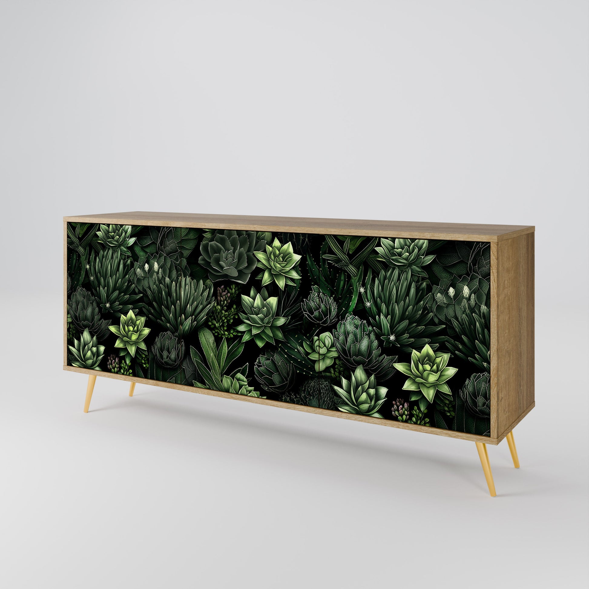 Buffet 3 portes SUCCULENT JUNGLE effet chêne