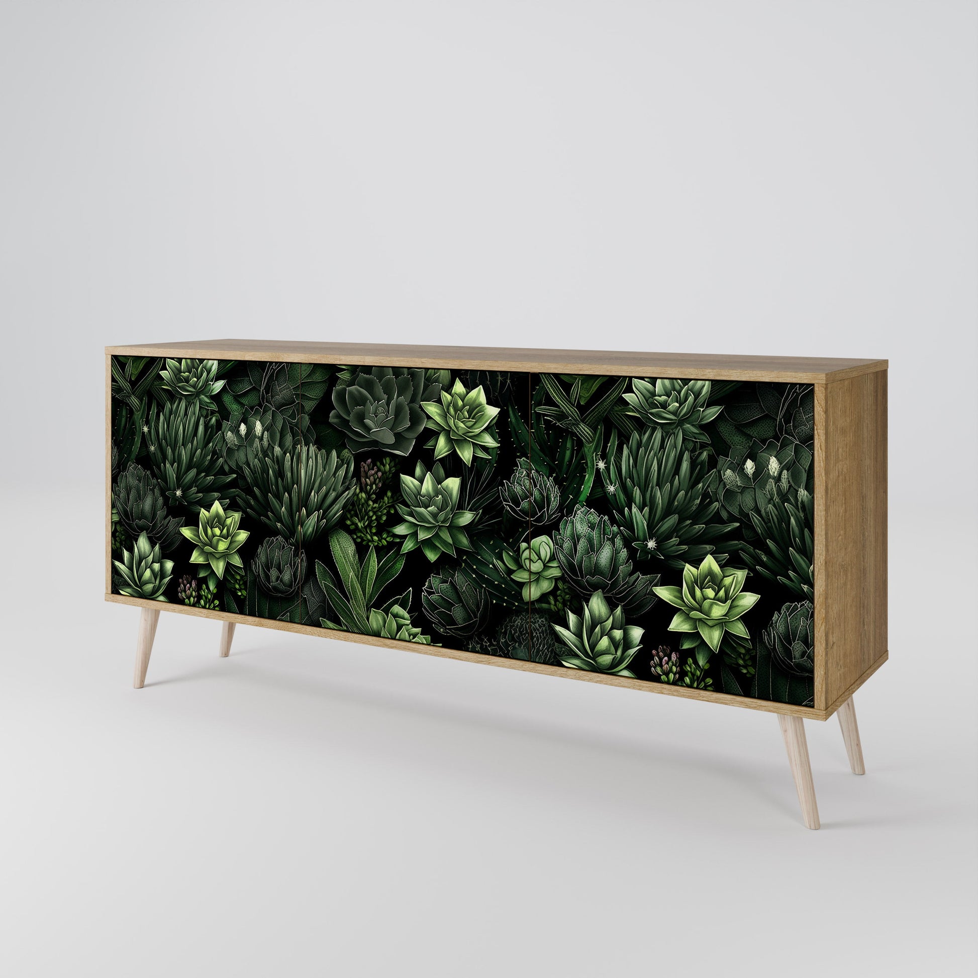 Buffet 3 portes SUCCULENT JUNGLE effet chêne