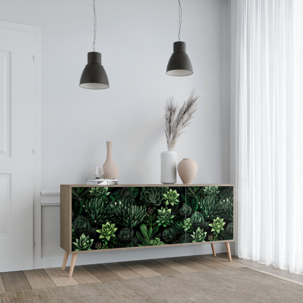 Buffet 3 portes SUCCULENT JUNGLE effet chêne