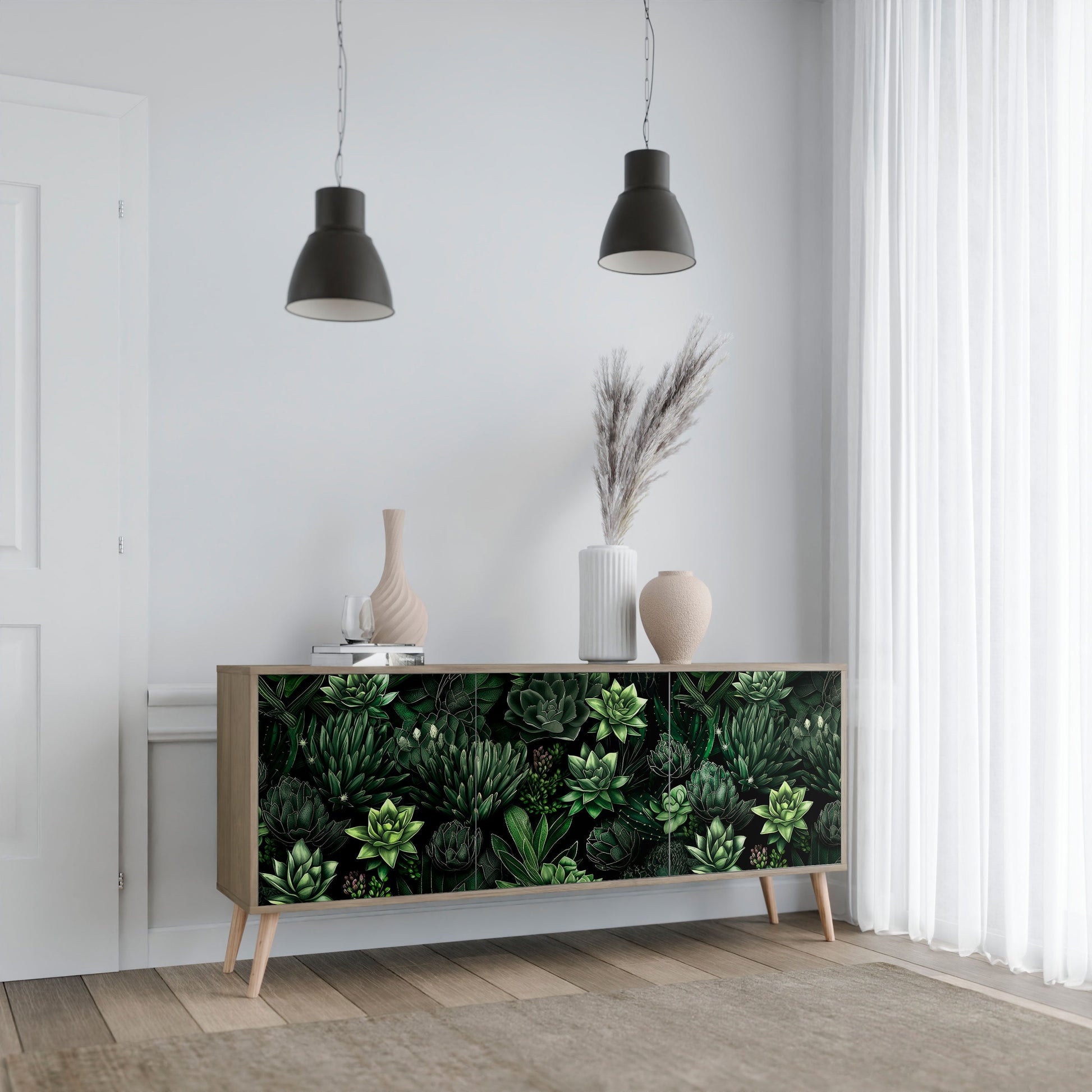 Buffet 3 portes SUCCULENT JUNGLE effet chêne