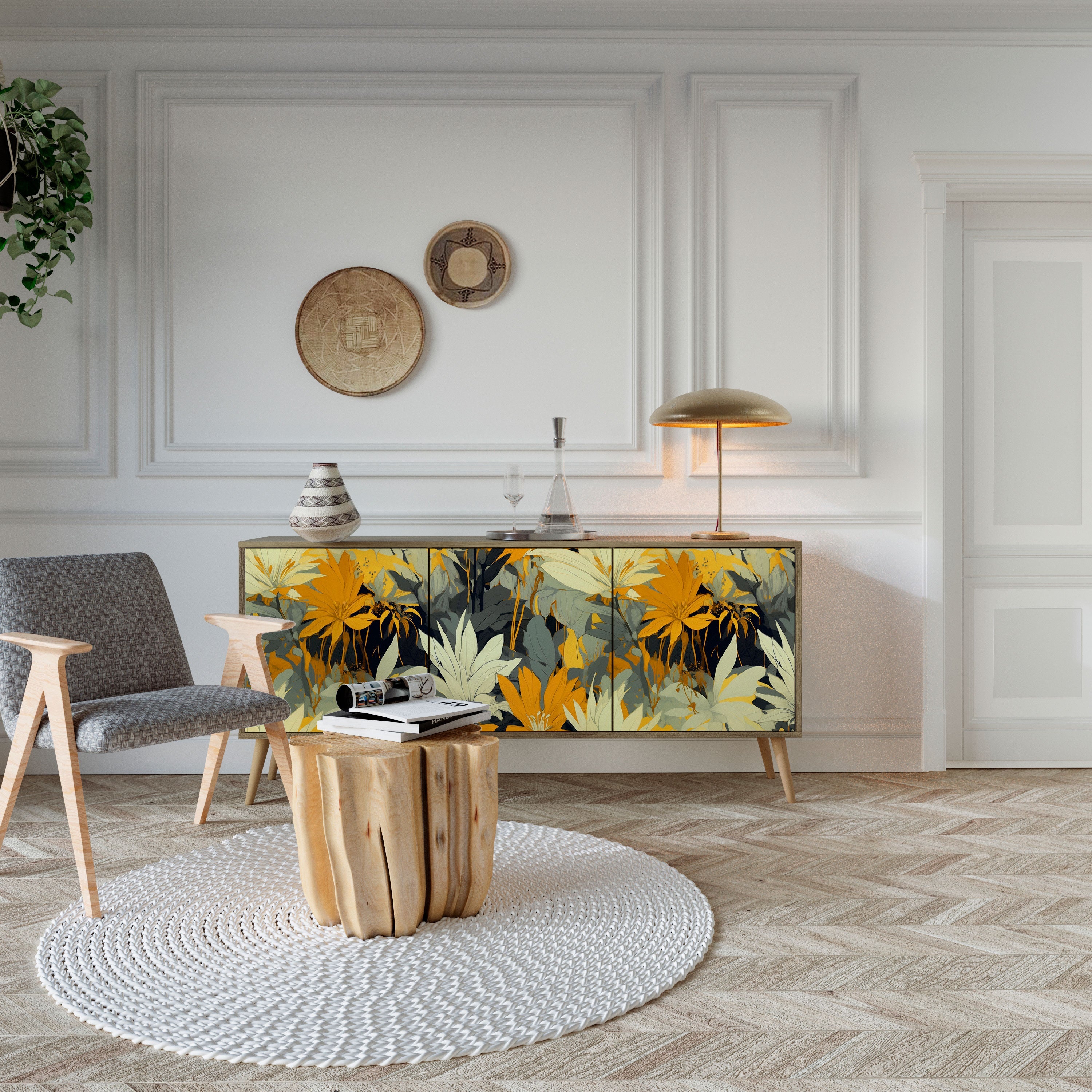 Buffet 3 portes SUNKISSED LILY effet chêne